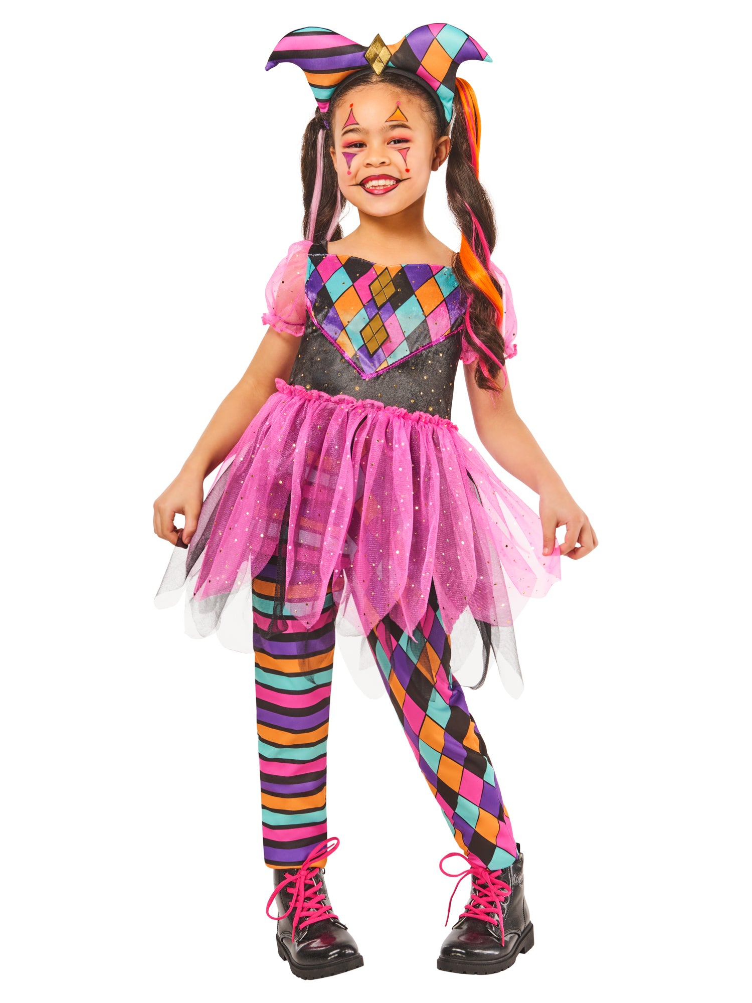 Harlequin, Muliticoloured, Forum, Kids Costumes, , Front