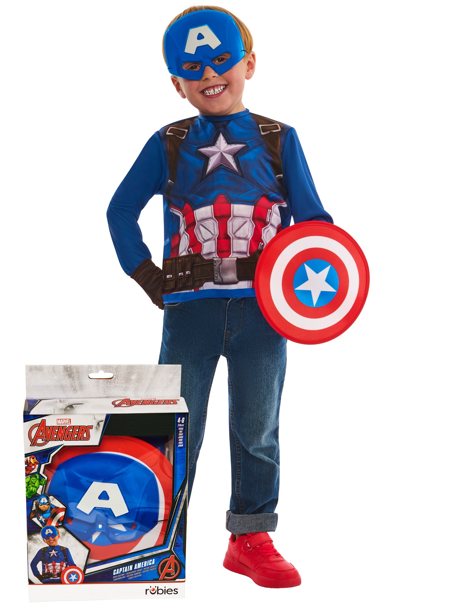 Captain America, MARVEL AVENGERS, Muliticoloured, Kids Costumes, , Front