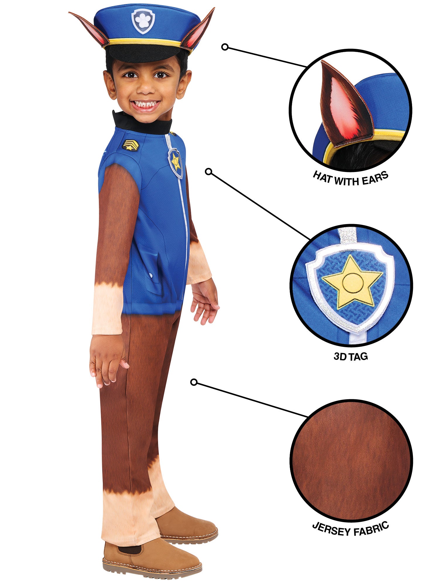 Chase, Paw Patrol, Multicoloured, Kids Costumes, , Side