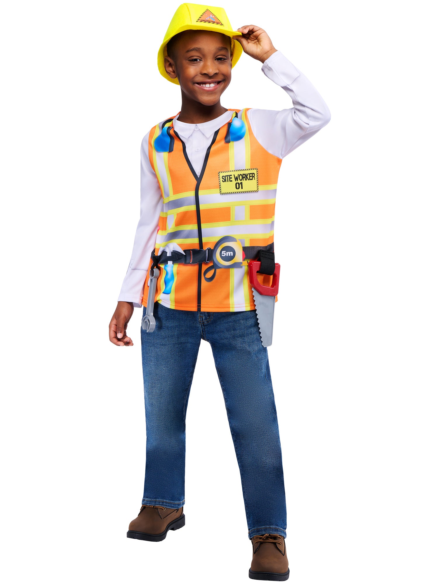 Construction Worker, Rubies, Multicoloured, Kids Costumes, , Front