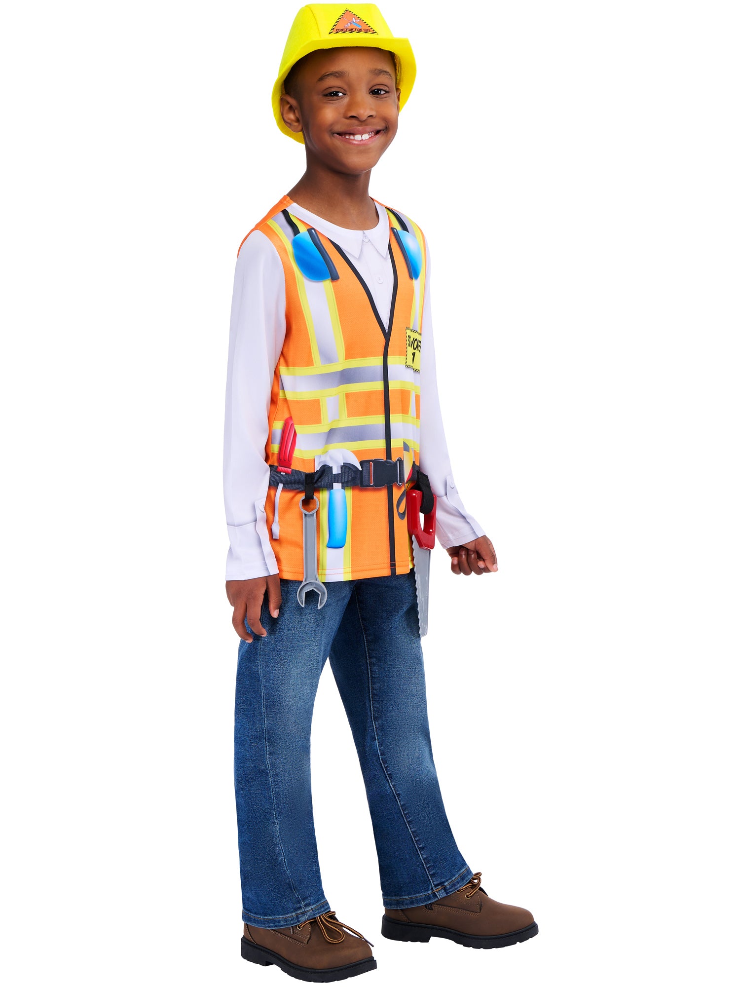 Construction Worker, Rubies, Multicoloured, Kids Costumes, , Side