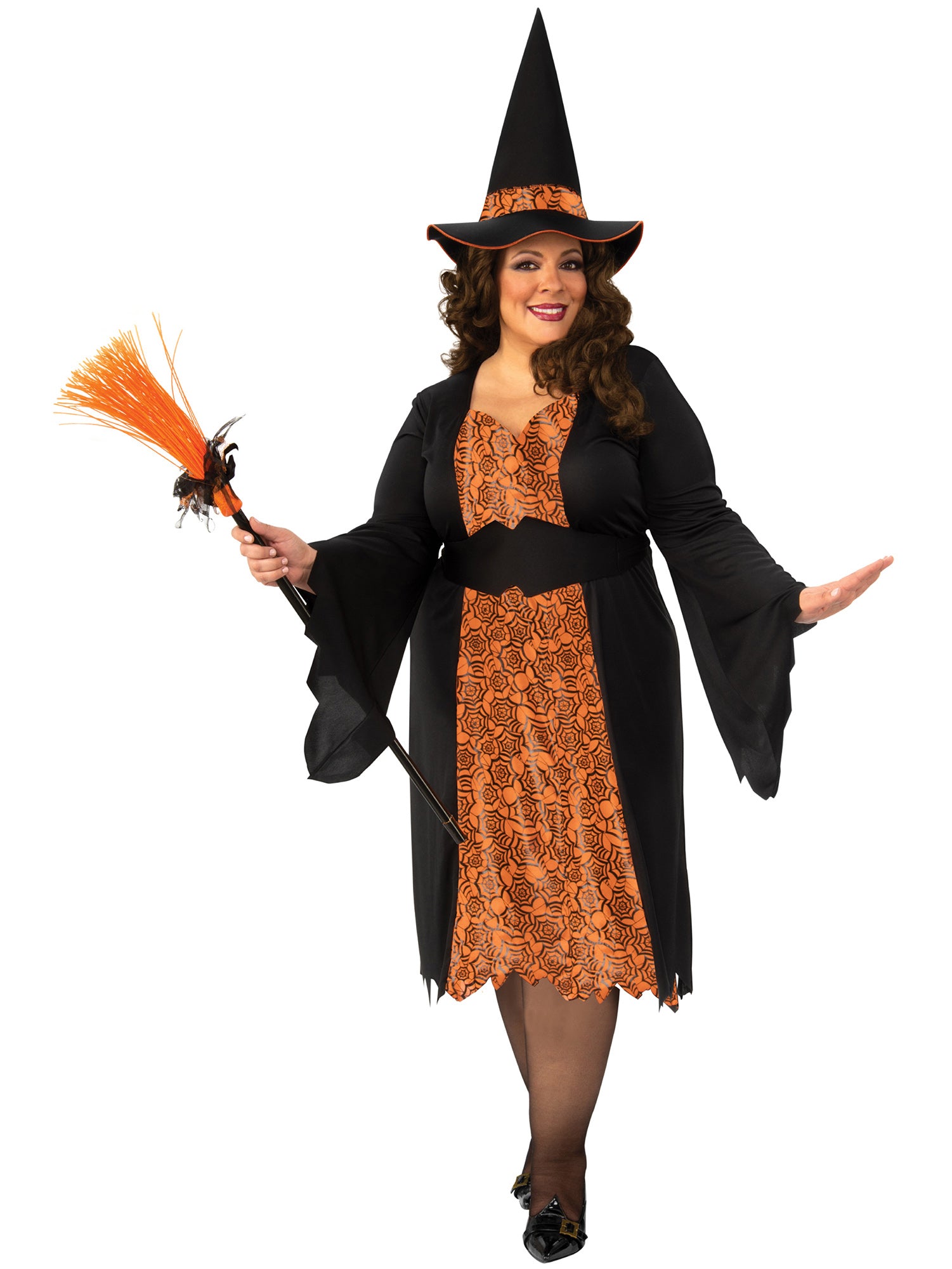 Witch, Generic, Orange, Forum, Adult Costume, M, Front