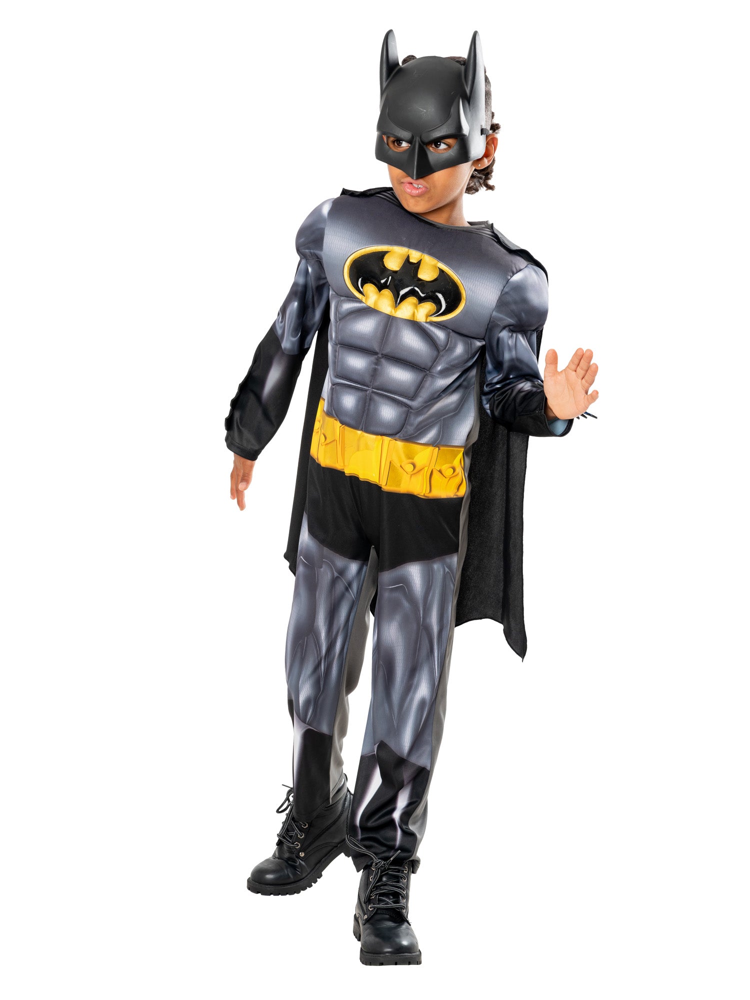 Batman, gray, WB DC Comics, Kids Costumes, 7-8 years, Side