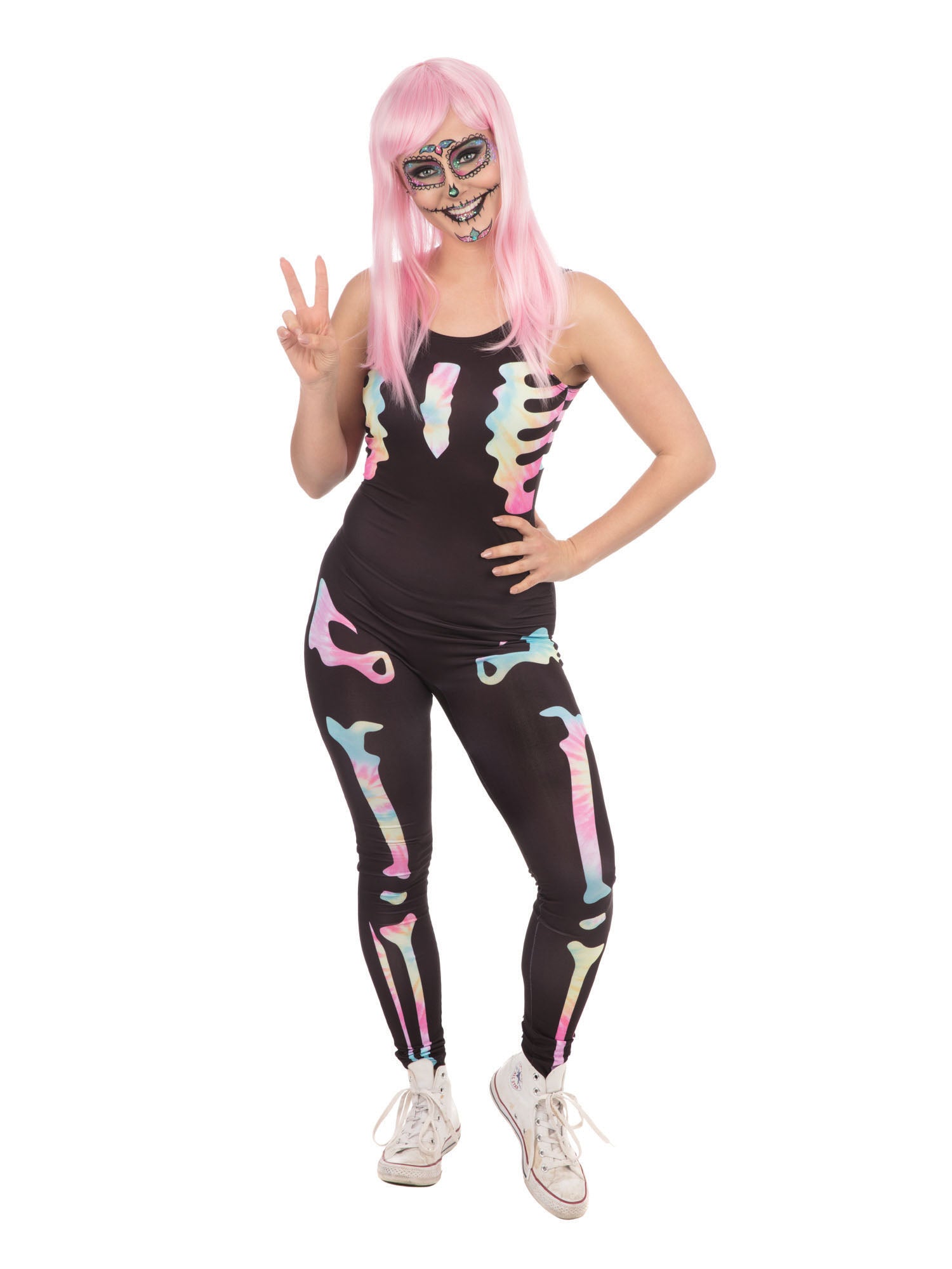 Skeleton, Black, Forum, Adult Costume, One Size, Front