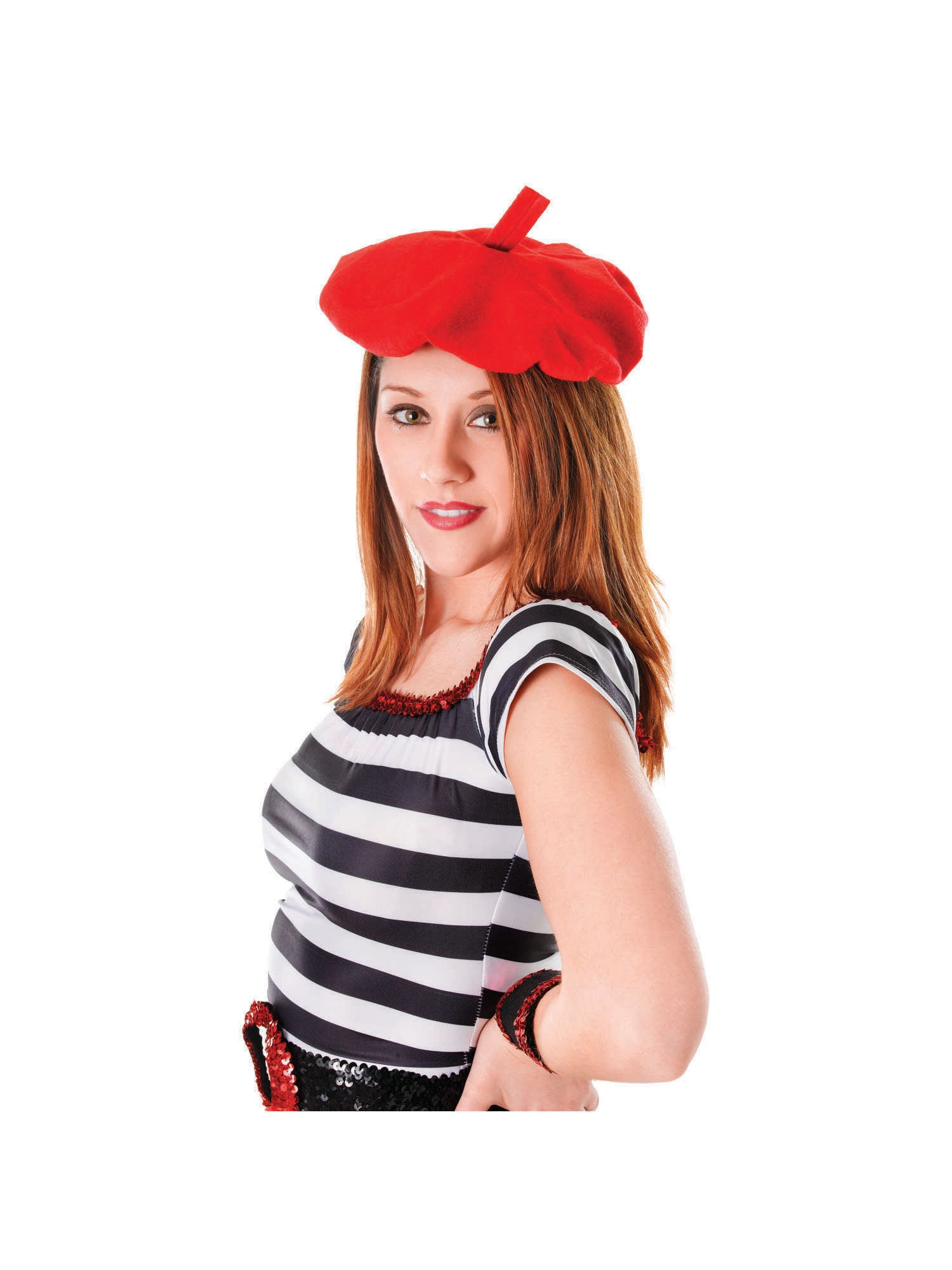 Beret, Red, Beret, Hats, One Size, Front
