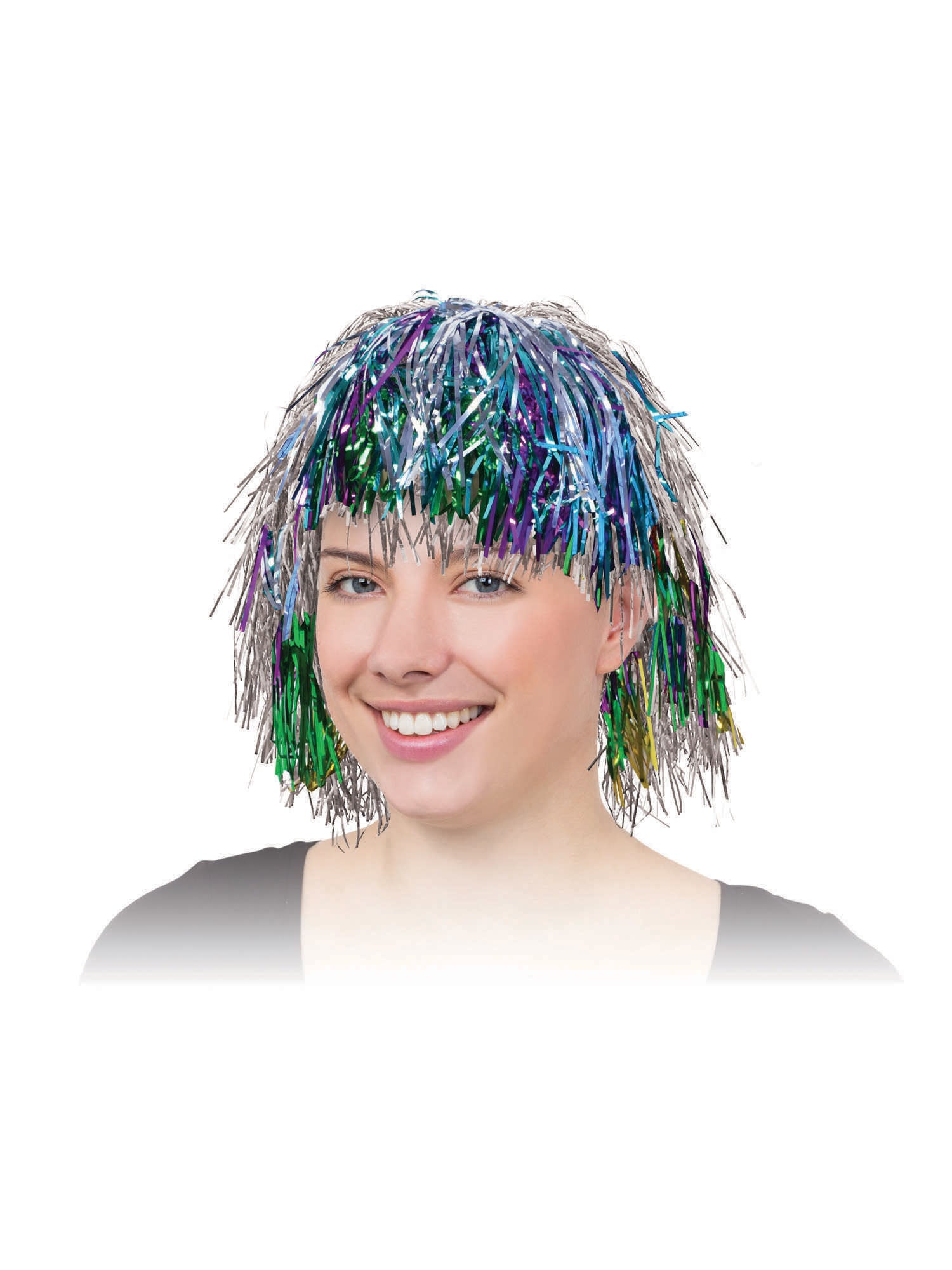 Rainbow Tinsel, multi-colored, Rainbow Tinsel, Wigs, One Size, Front