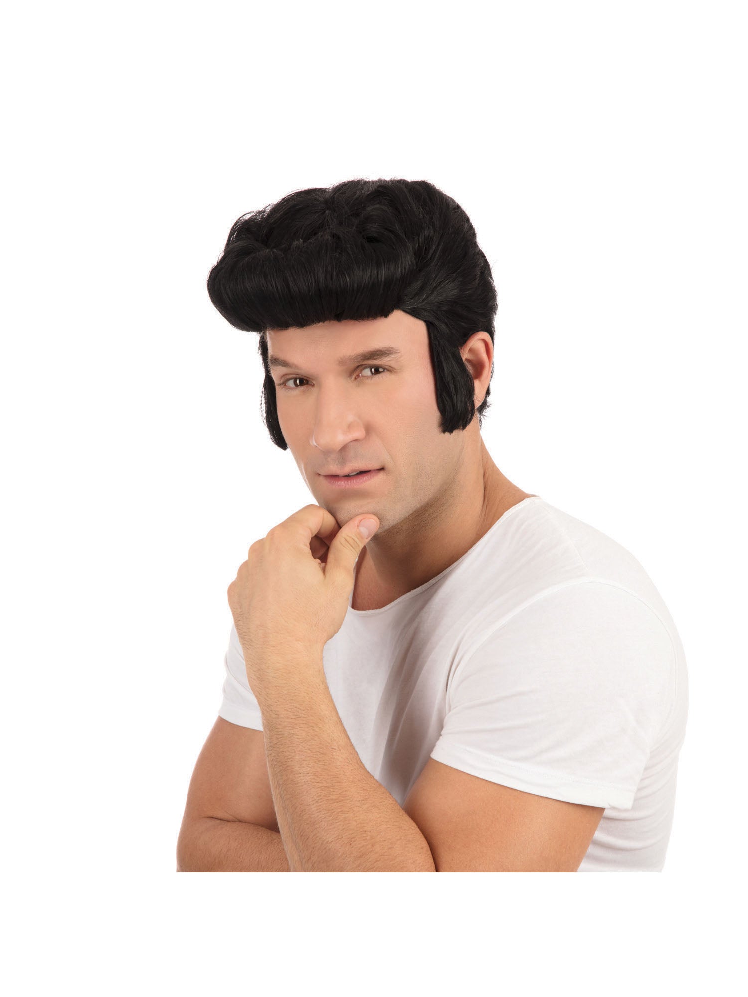 Greaser, Black, Greaser, Wigs, One Size, Back