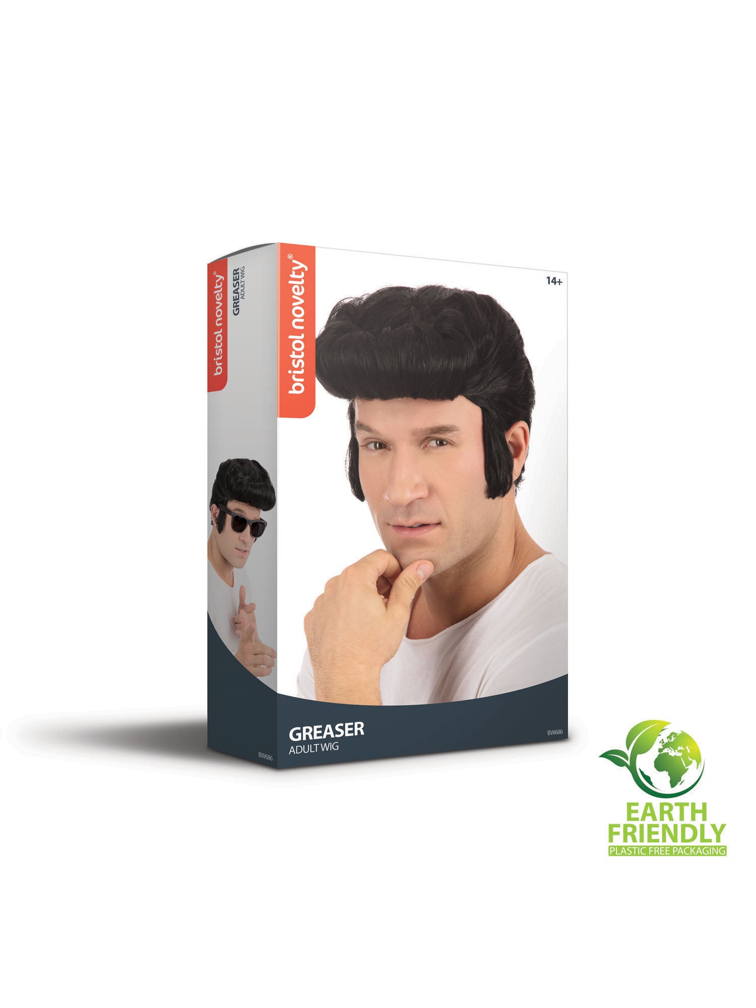 Greaser, Black, Greaser, Wigs, One Size, Side