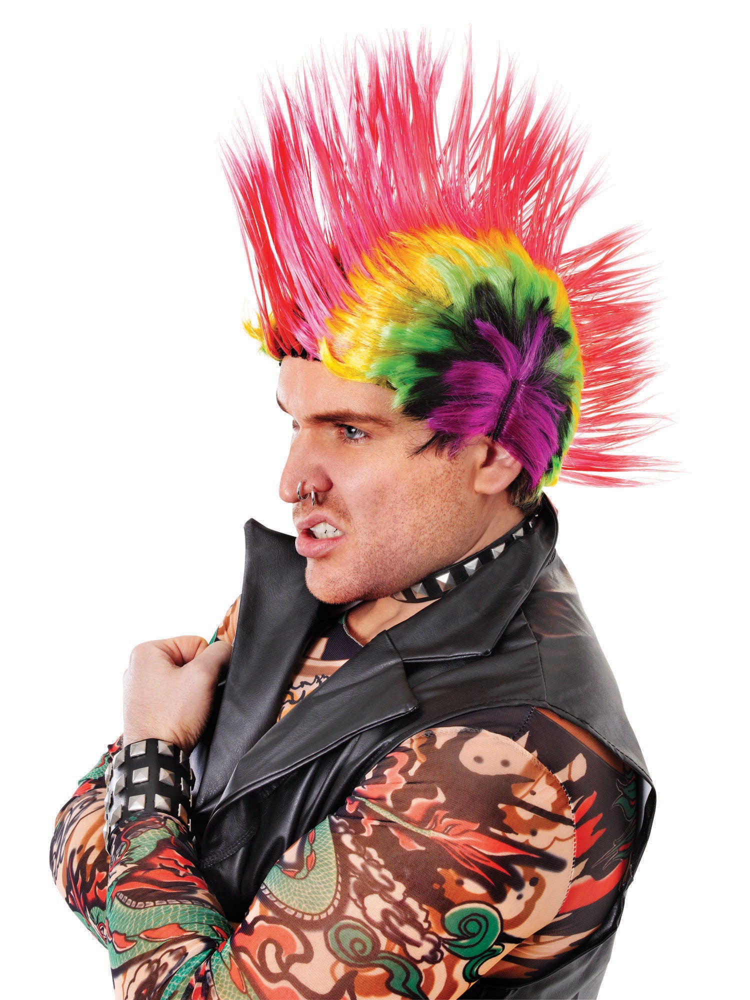 Mohican, multi-colored, Mohican, Wigs, One Size, Front