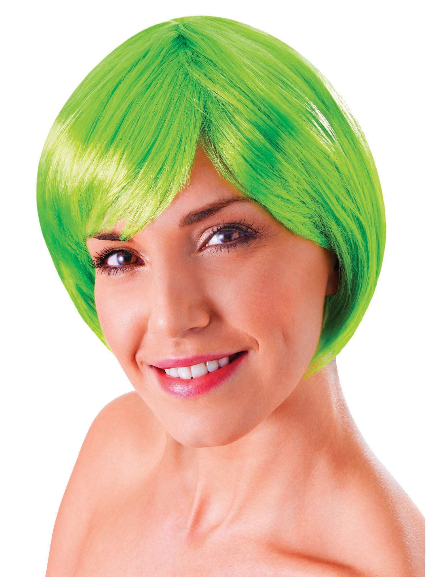 Short Green, Green, Short Green, Wigs, One Size, Front
