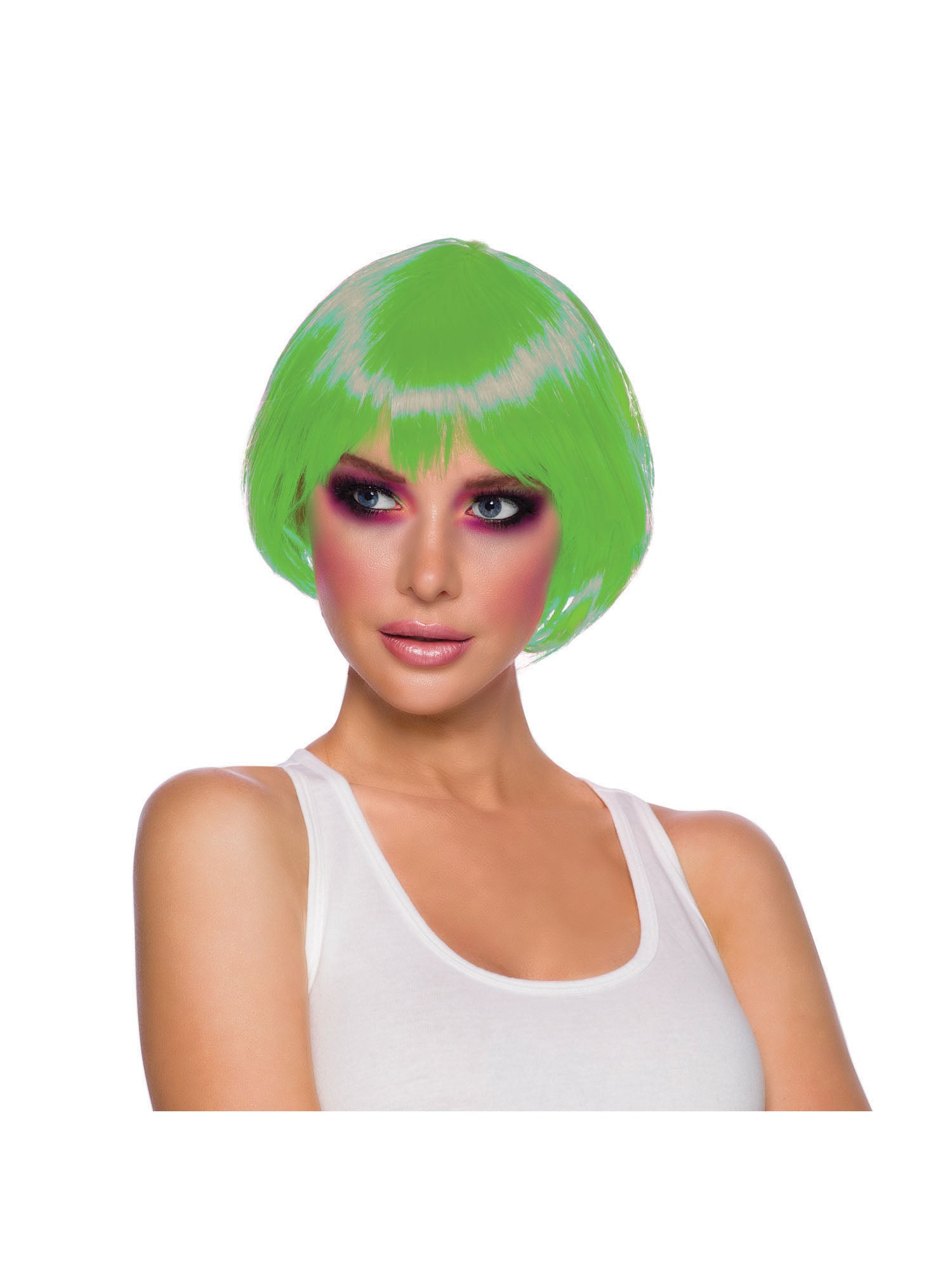 Short Green, Green, Short Green, Wigs, One Size, Back