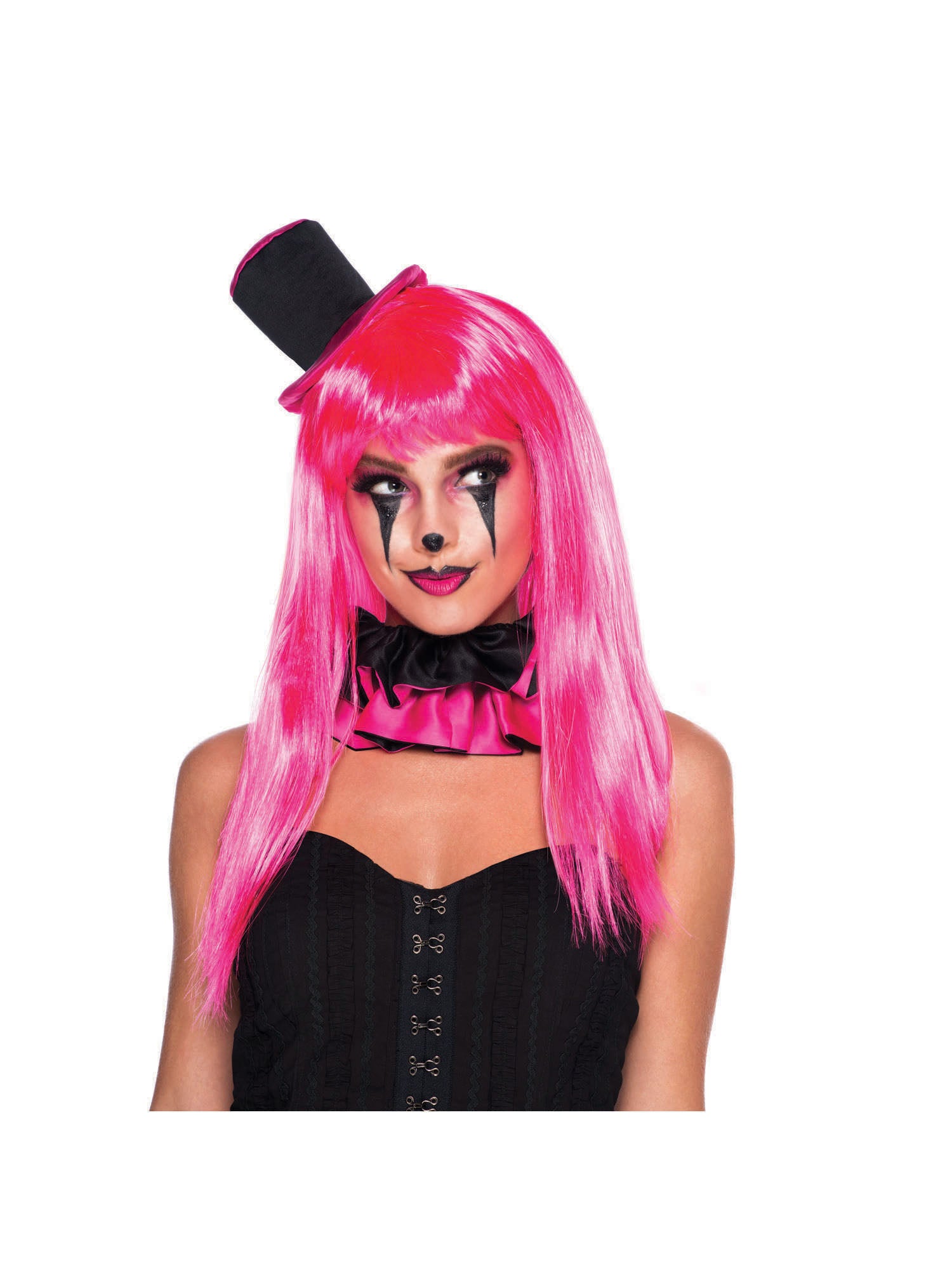 Long Pink, Neon Pink, Generic, Wig, One Size, Front