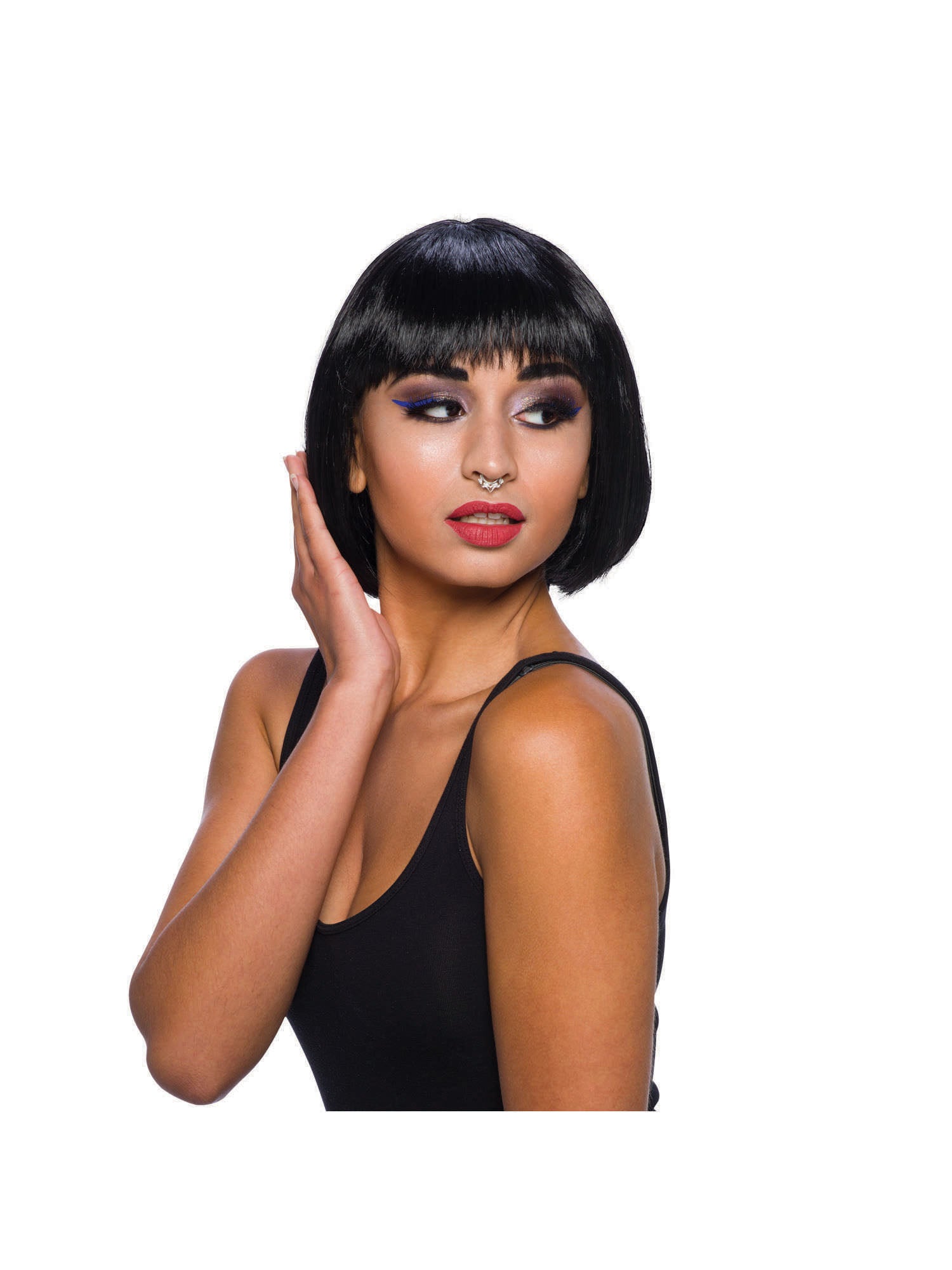 Mid Black, Black, Forum, Wigs, One Size, Side