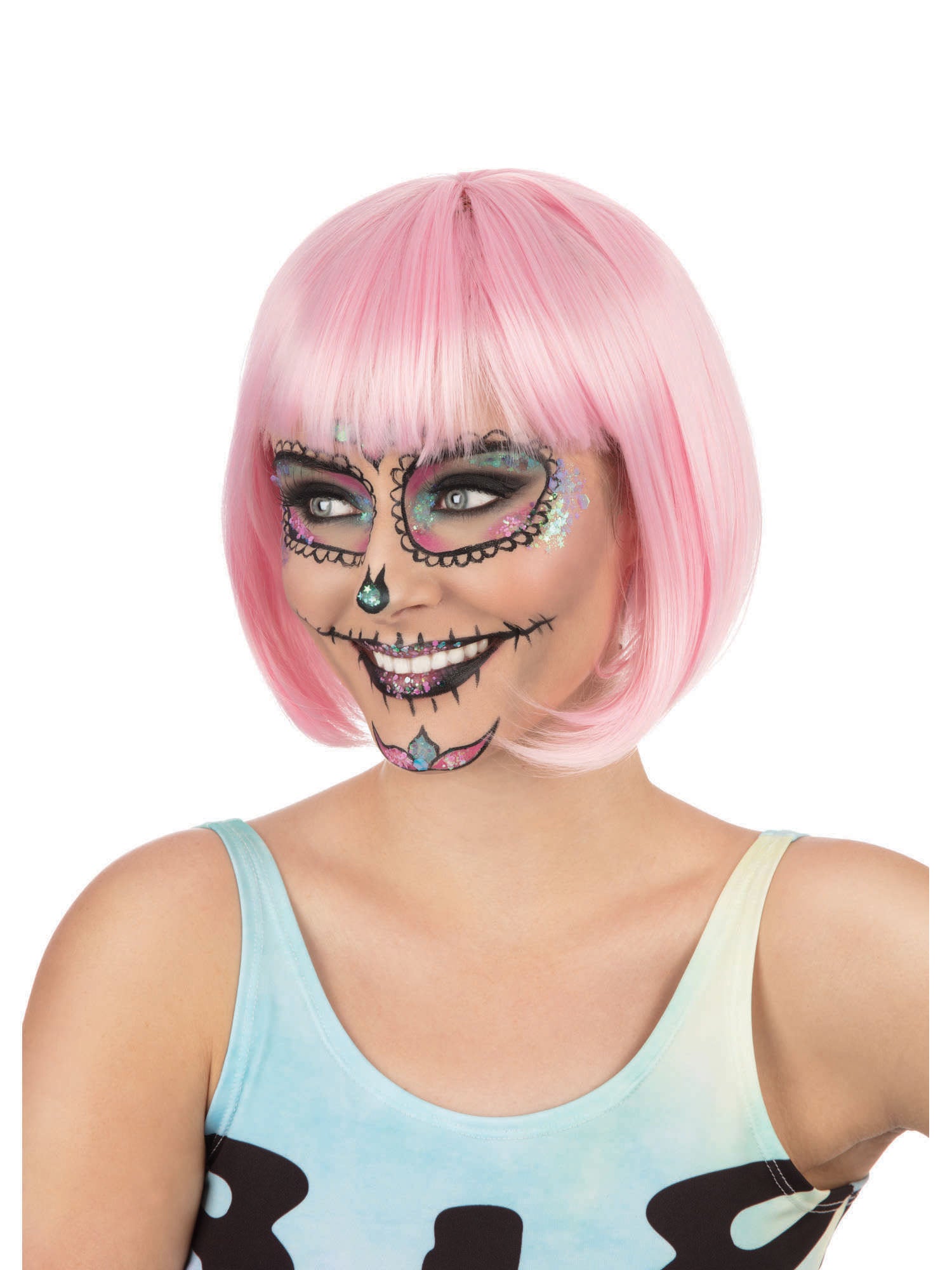 Long Pink, Pink, Long Pink, Wigs, One Size, Front