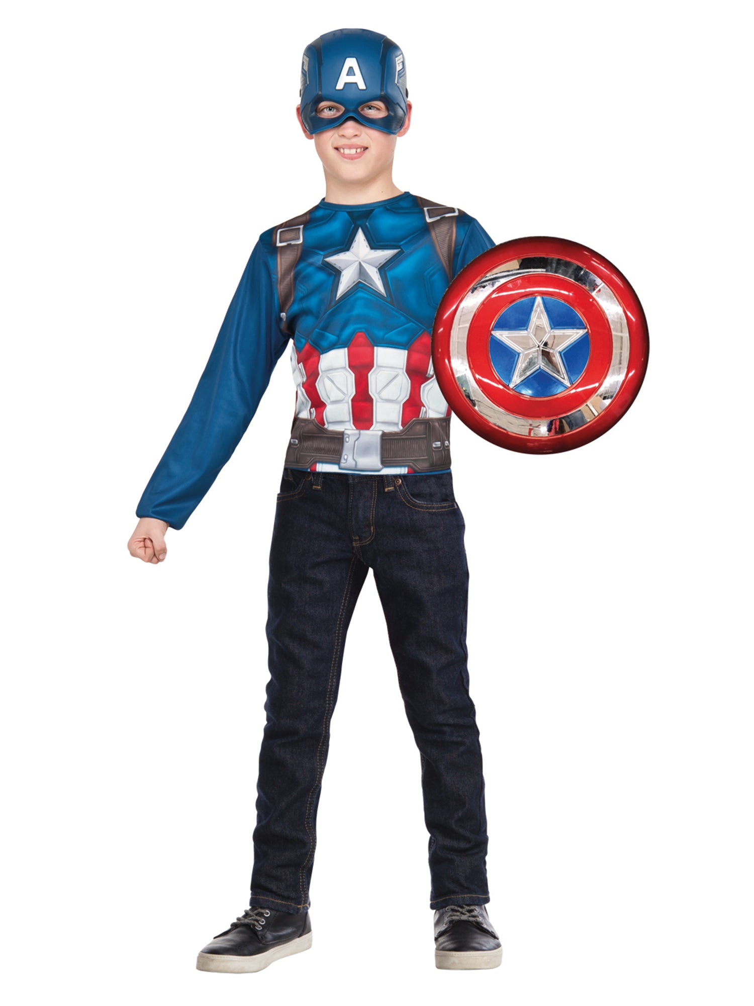 Captain America, Multi, Marvel, Kids Costumes, One Size, Front