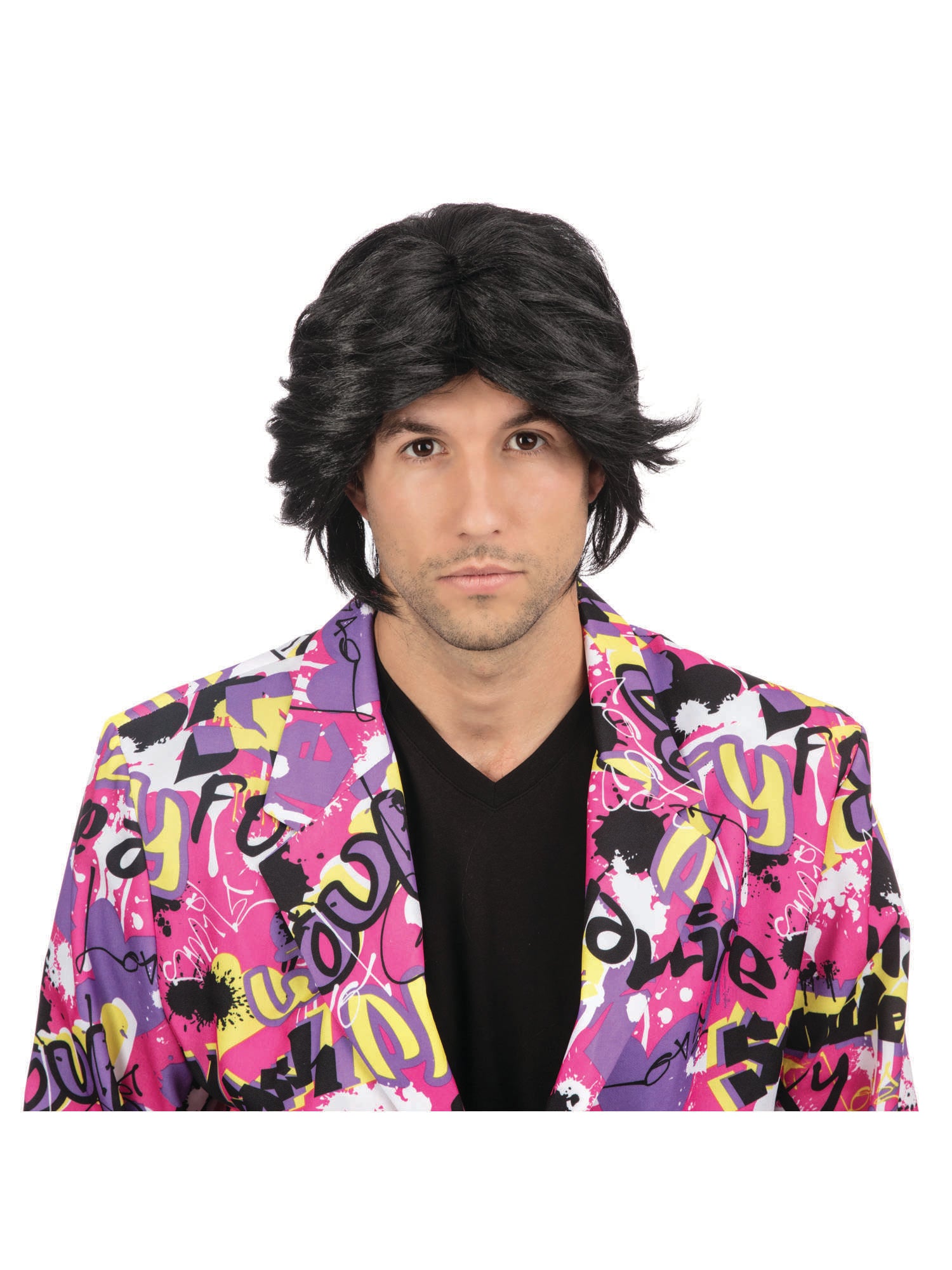 Mid Black, Black, Generic, Wig, One Size, Front