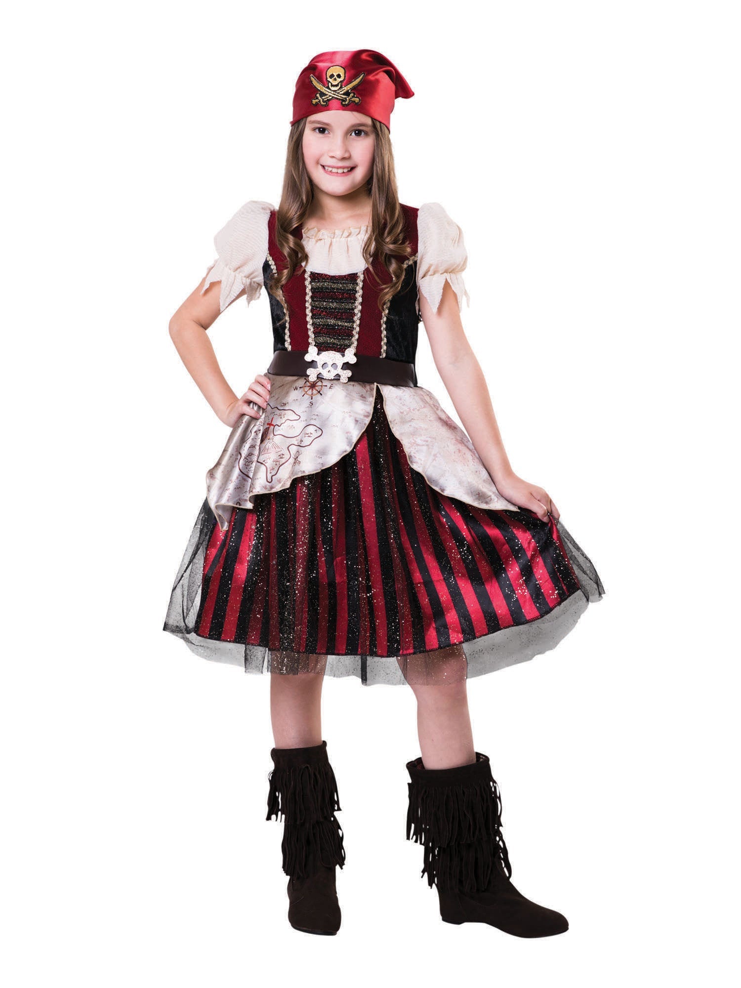 Kids Pirate Girl Costume + Pirate Telescope Costume Accessory