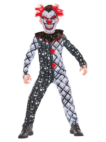 Kids Monochrome Sinister Clown Suit Costume