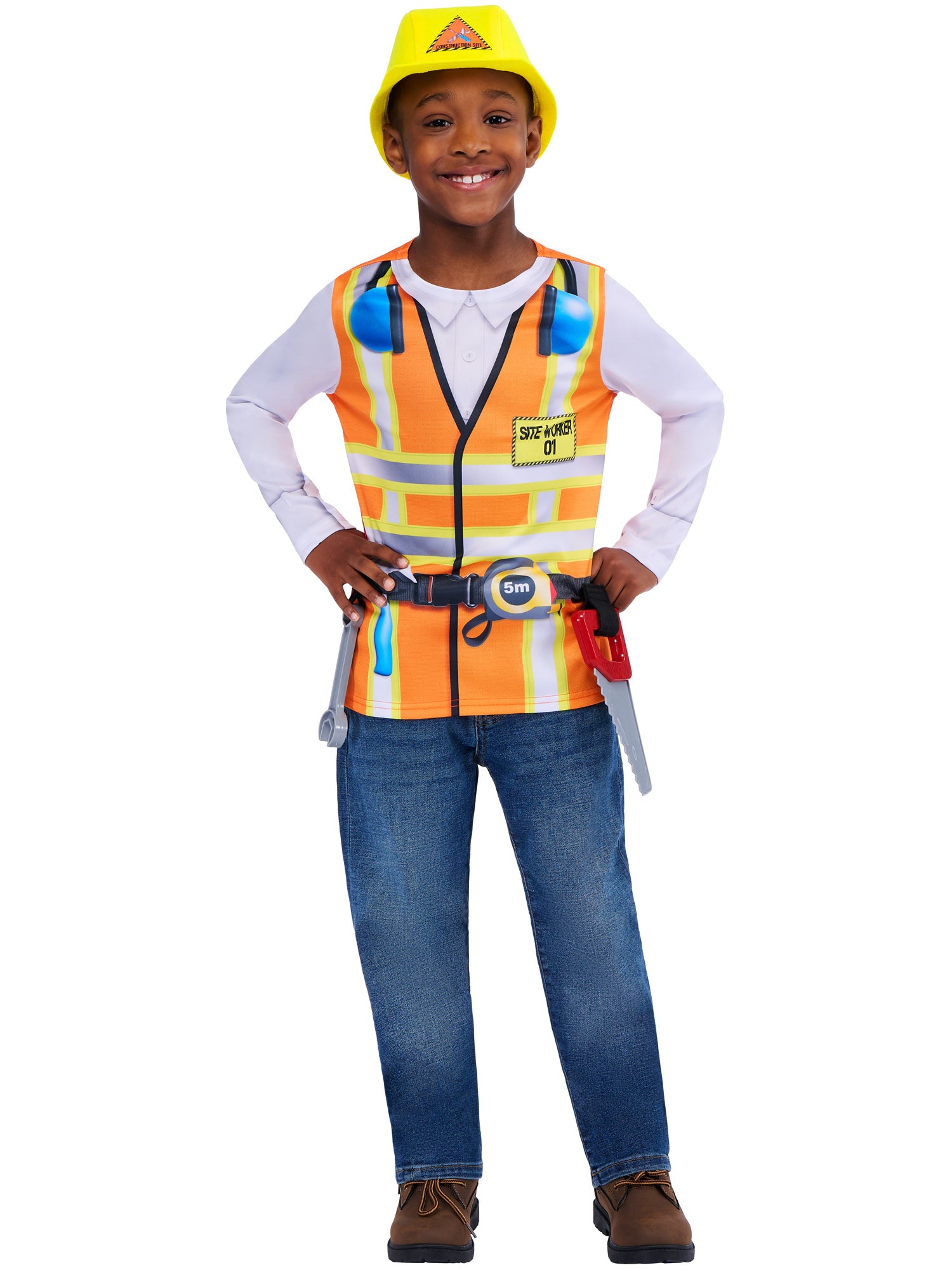 Construction Worker, Rubies, Multicoloured, Kids Costumes, , Side