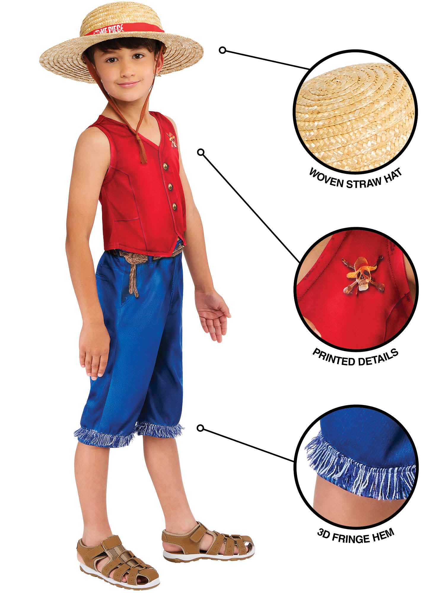 Monkey D. Luffy, One Piece, Multicoloured, Kids Costumes, , Side