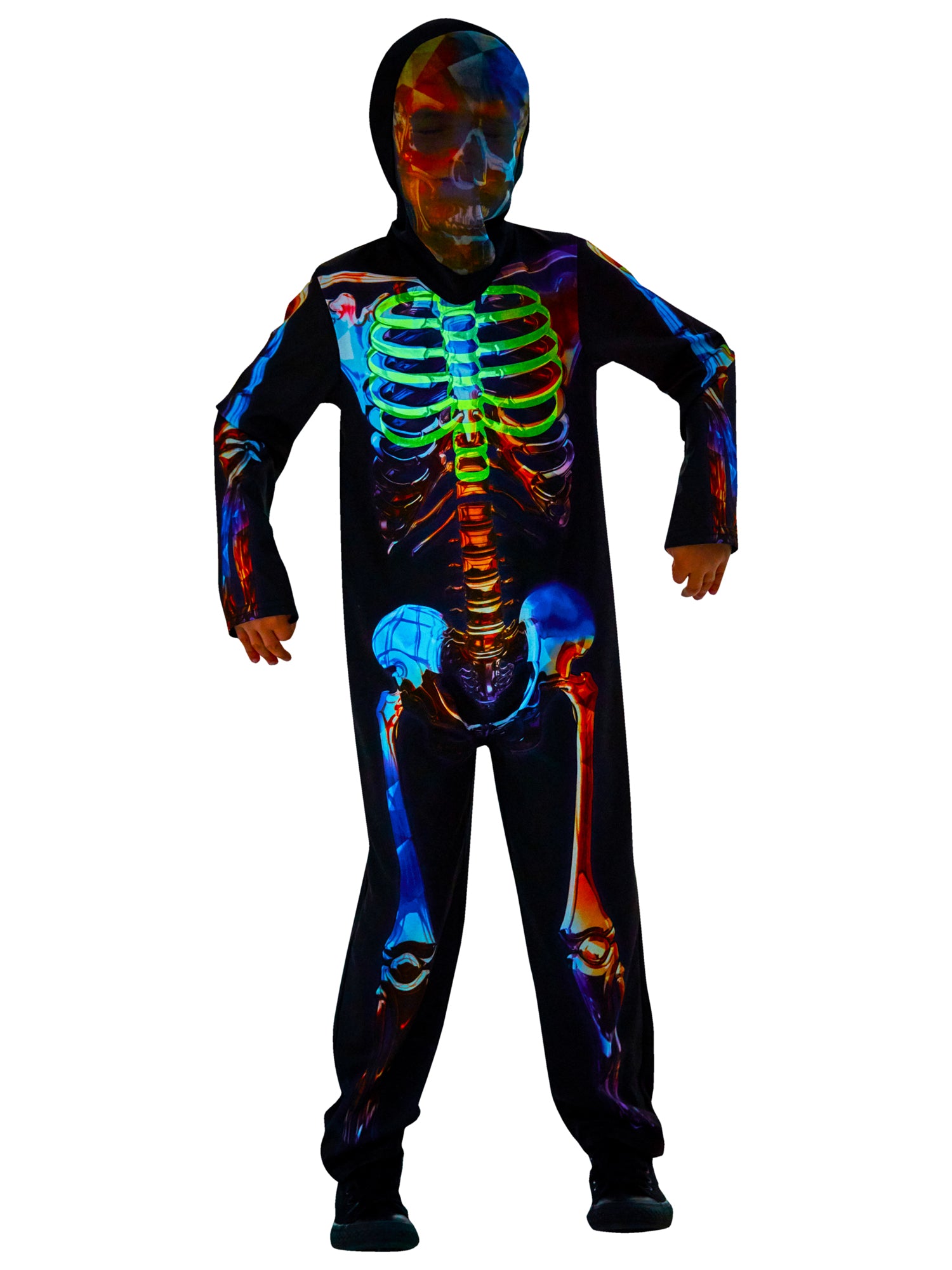 Skeleton, Multi, Generic, Kids Costumes, Extra Large, Back