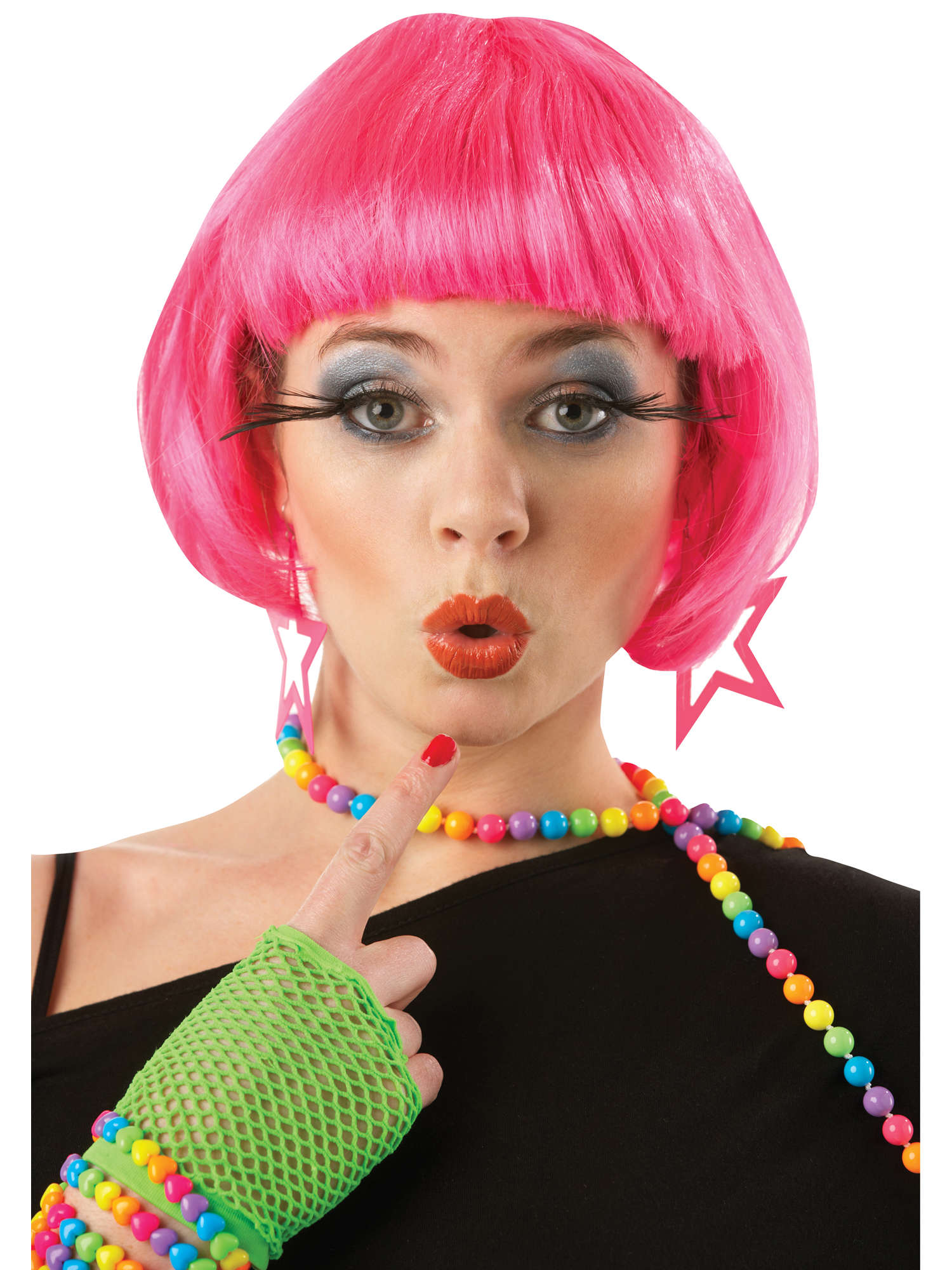 Wig, Hot Pink, Generic, Wig, One Size, Front