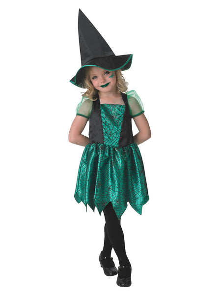 Kids Green Spider Witch Dress