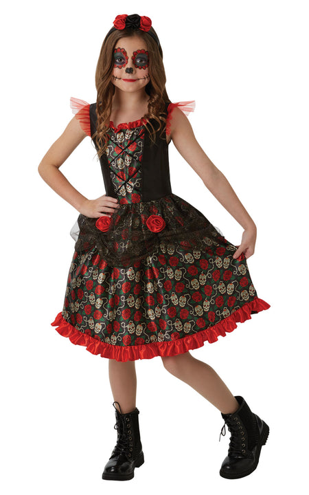 Kids Red Rose Day Of The Dead Costume