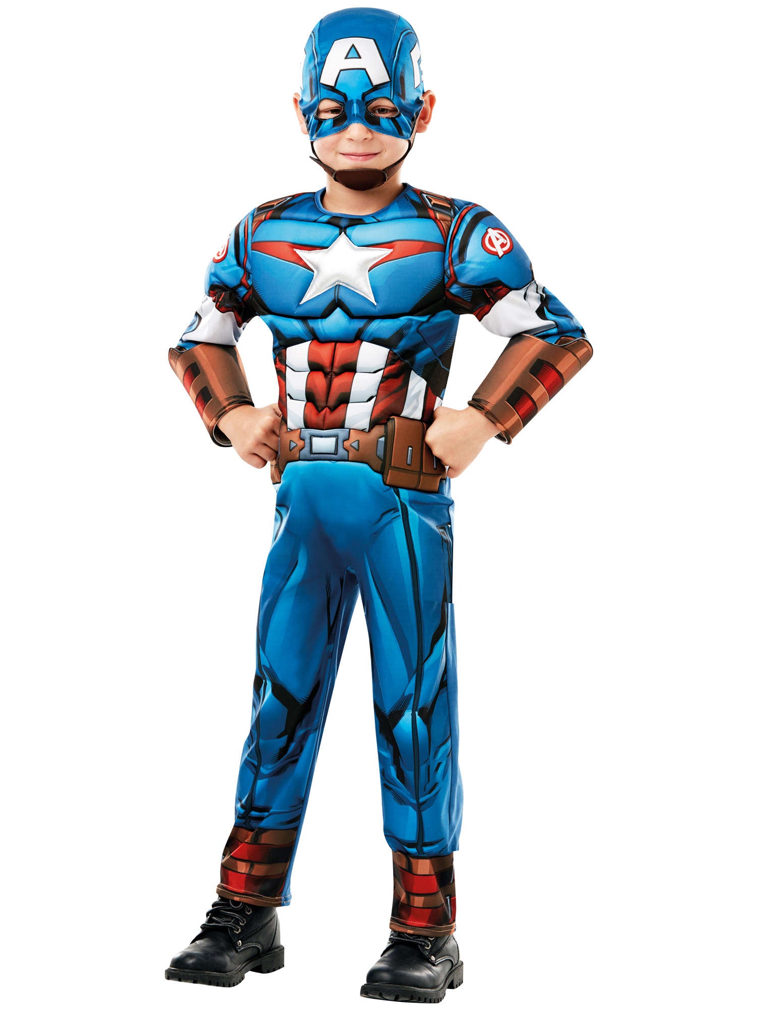 Captain America, Avengers, Multi, Marvel, Kids Costumes, Large, Back