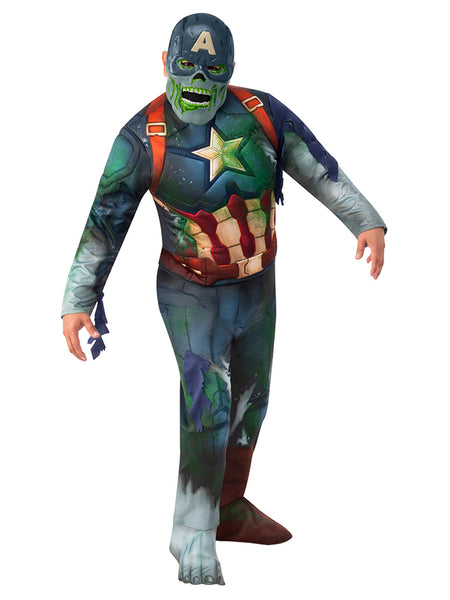 Teen Kids Deluxe Zombie Captain America Costume From Marvel