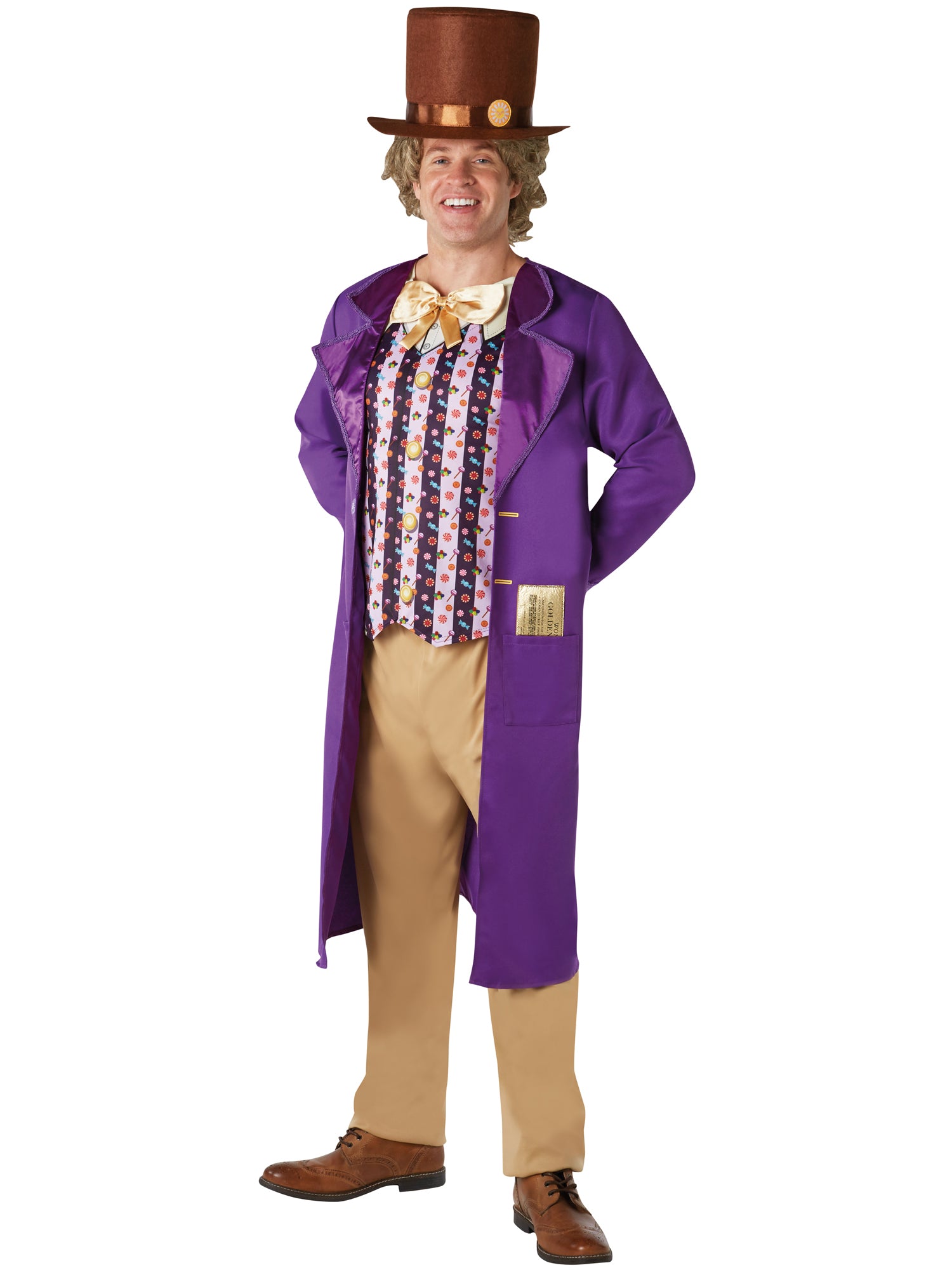 Willy Wonka, Multi, Charlie And The Chocolate Factory, Adult Costume, Standard, Front