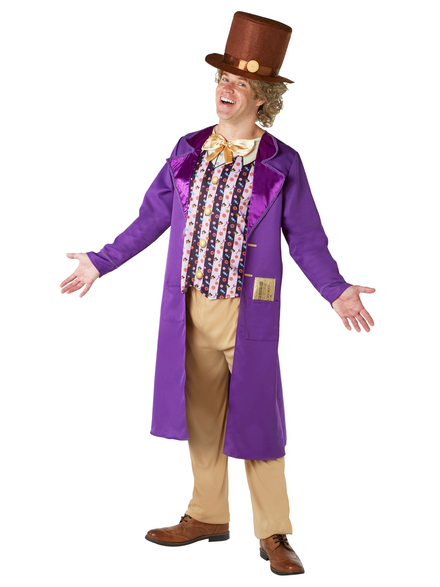 Willy Wonka, Multi, Charlie And The Chocolate Factory, Adult Costume, Standard, Side