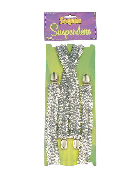 Silver Sequin Braces Costume Accessory