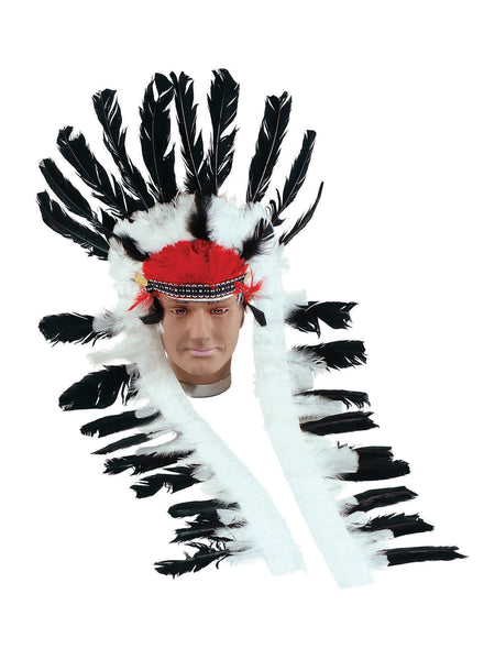 Black & White Native American Headdress Costume Accessory