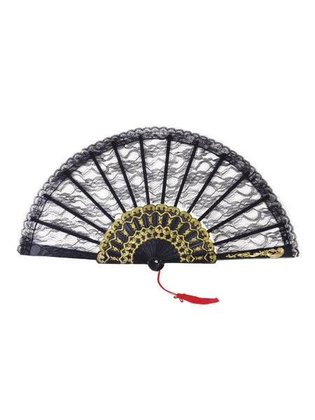 Black Spanish Lace Fan Costume Accessory