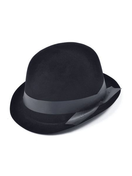 Black Flock Bowler Hat