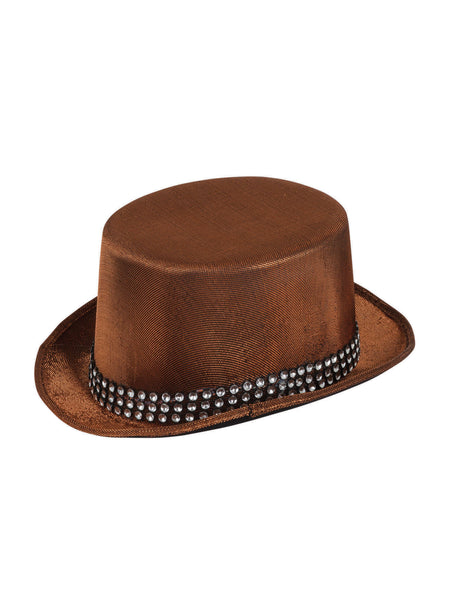 Metallic Brown Top Hat With Band