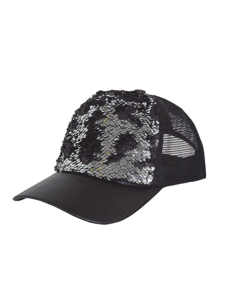 Reversible Sequin Cap (Black/Silver)