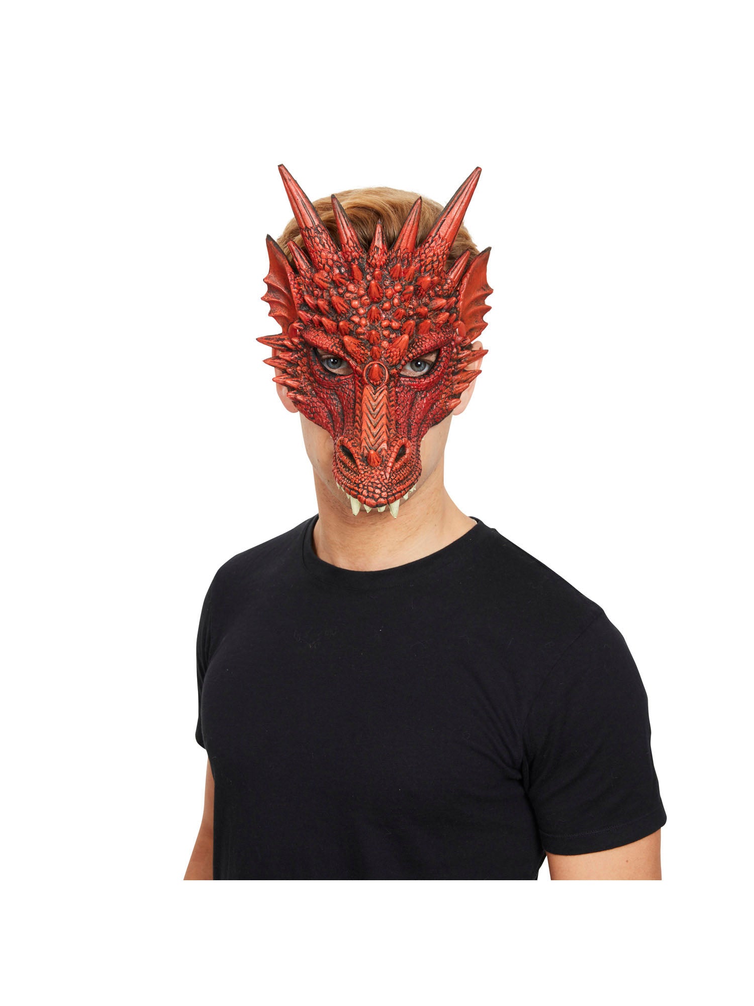 Dragon, Red, Generic, Mask, One Size, Back