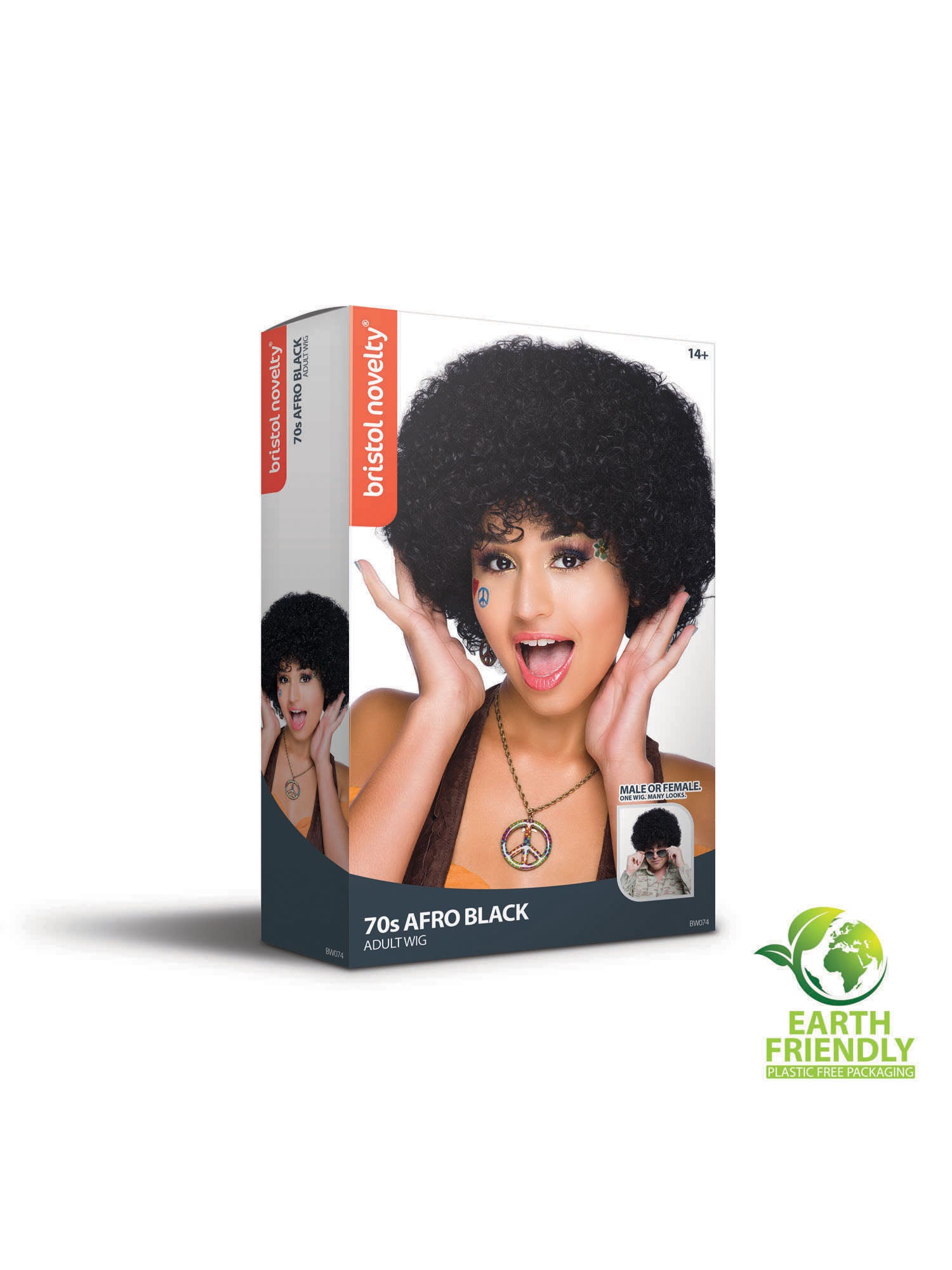 Black Afro, Black, Generic, Wig, One Size, Side