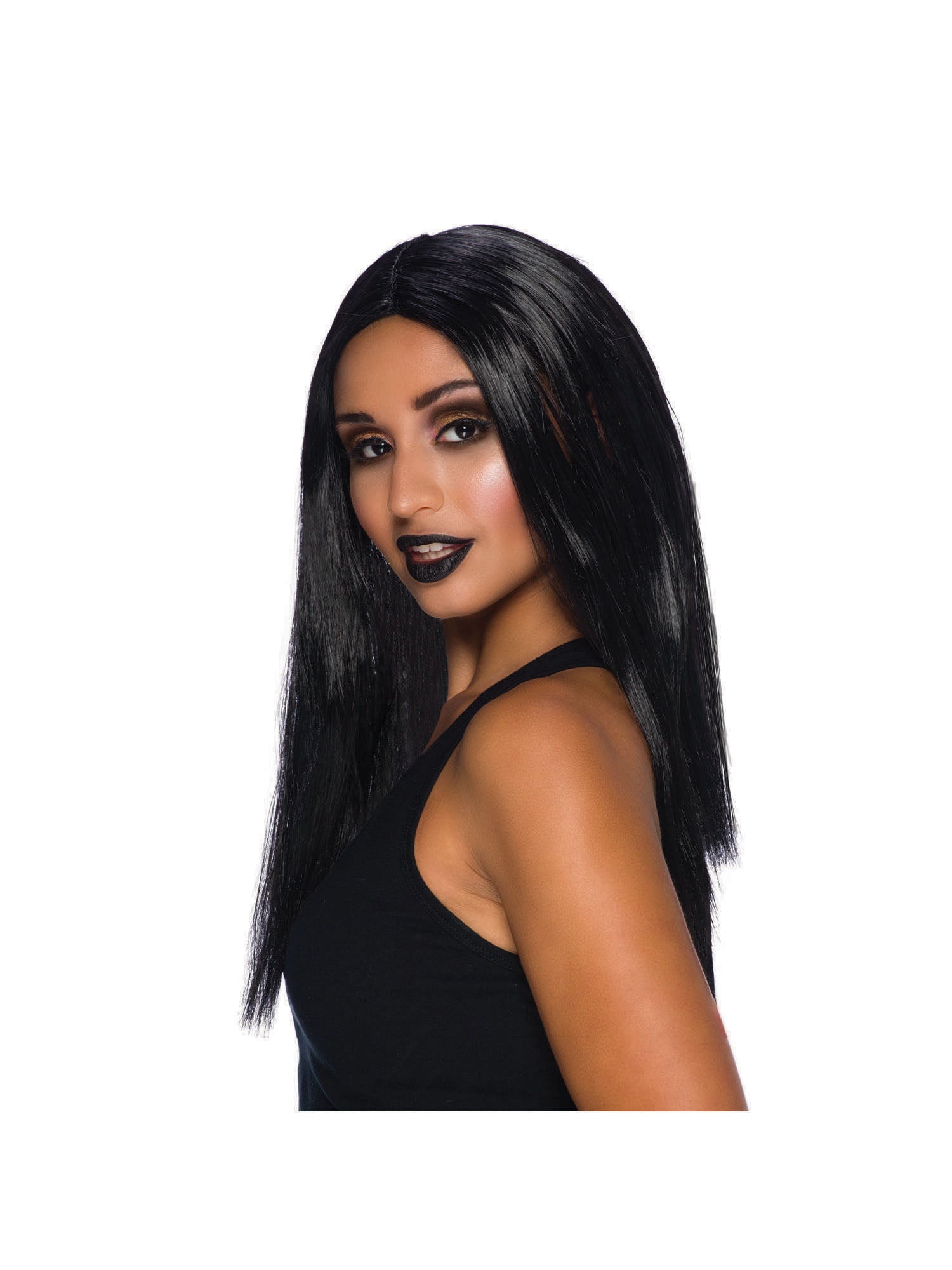 Long Black, Black, Generic, Wig, Long, Back