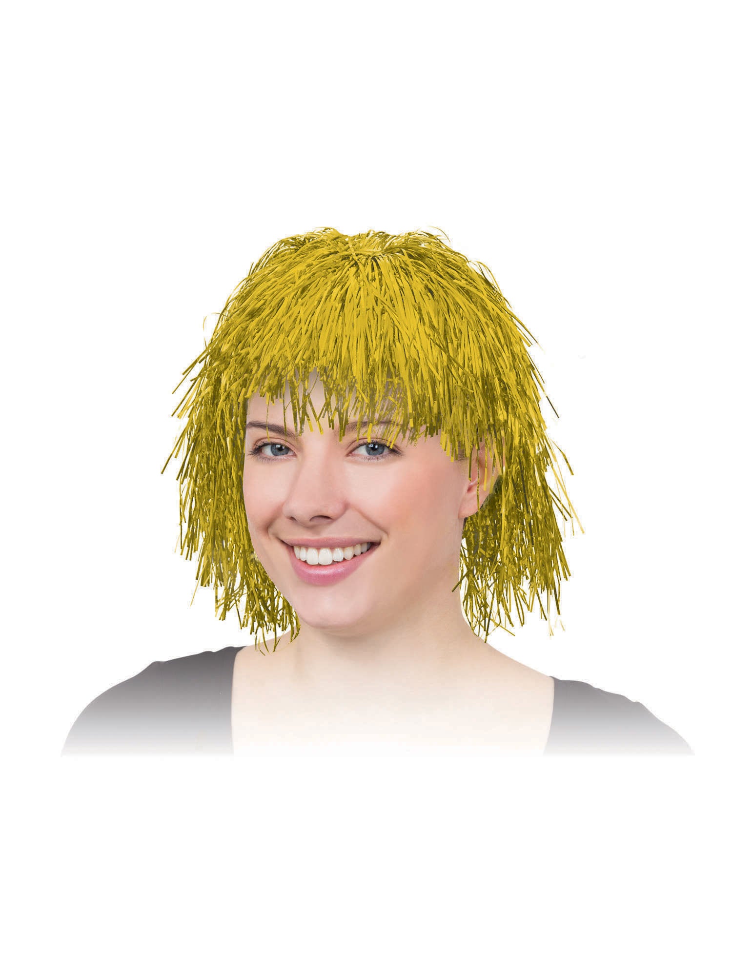 Gold Tinsel, Gold, Generic, Wig, One Size, Front