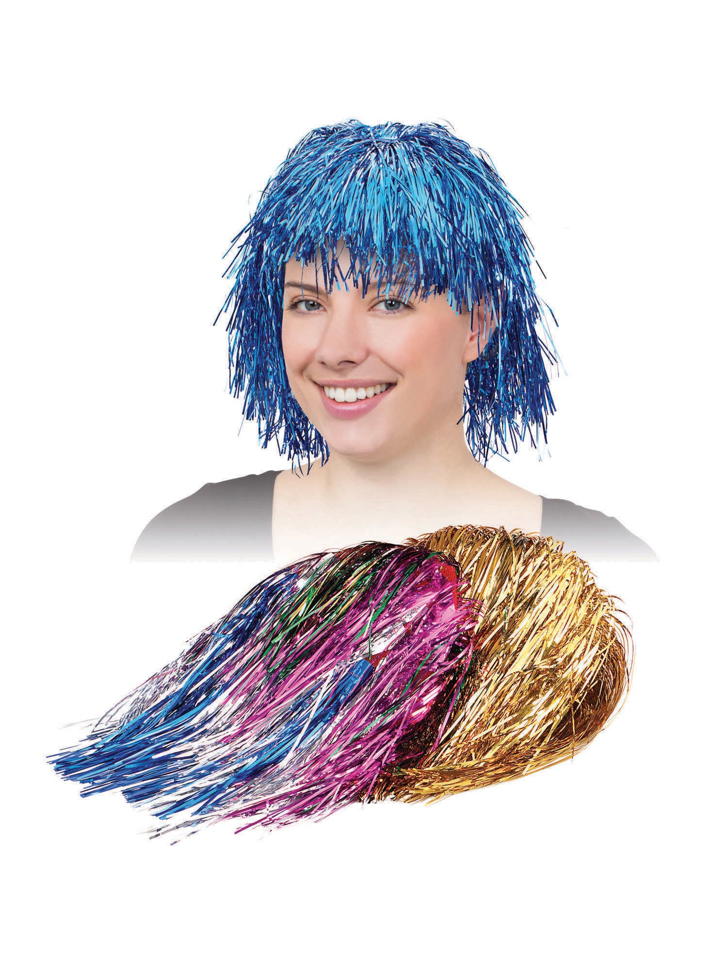 Gold Tinsel, Gold, Generic, Wig, One Size, Back