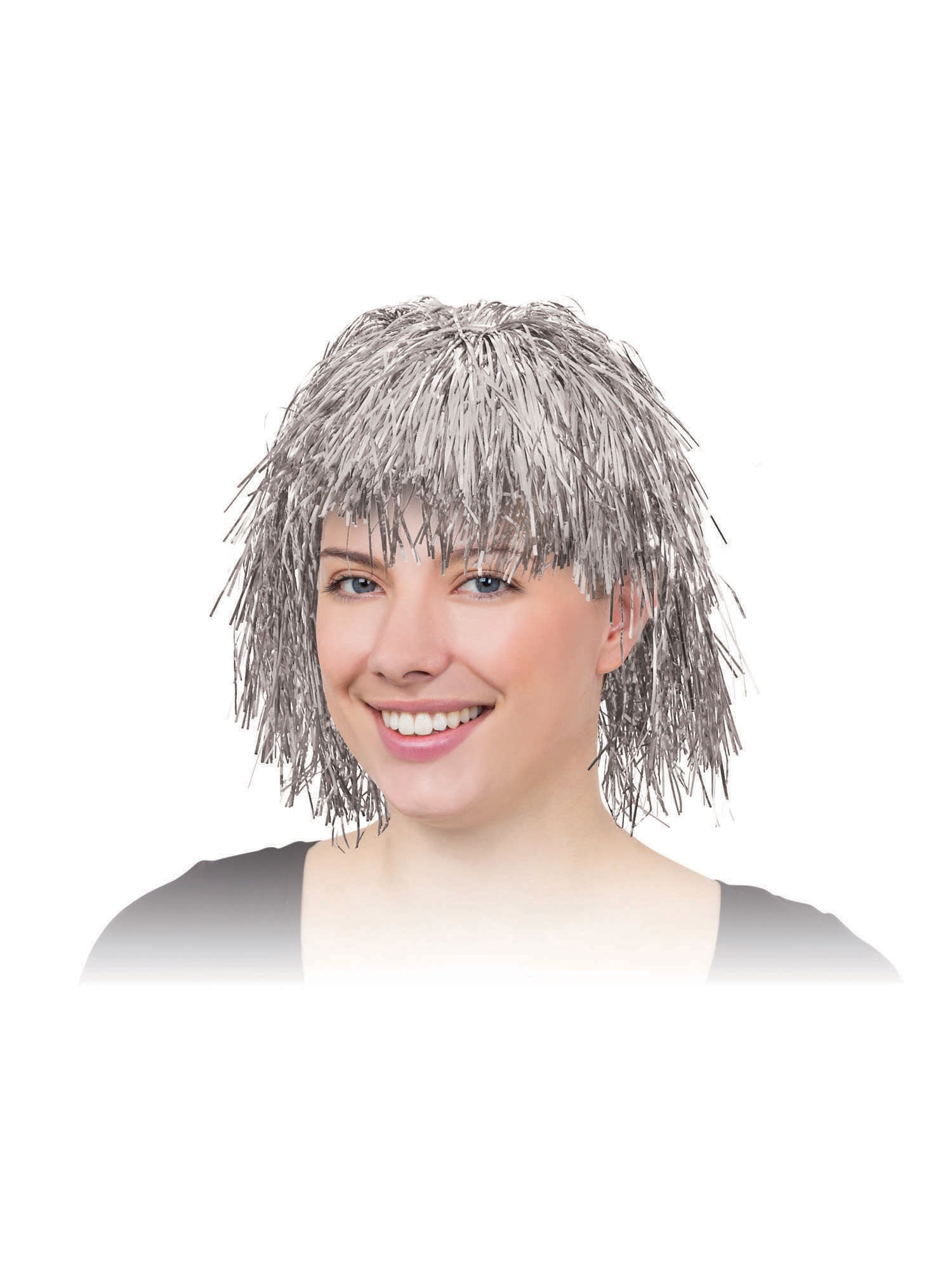 Silver Tinsel, Silver, Generic, Wig, One Size, Front