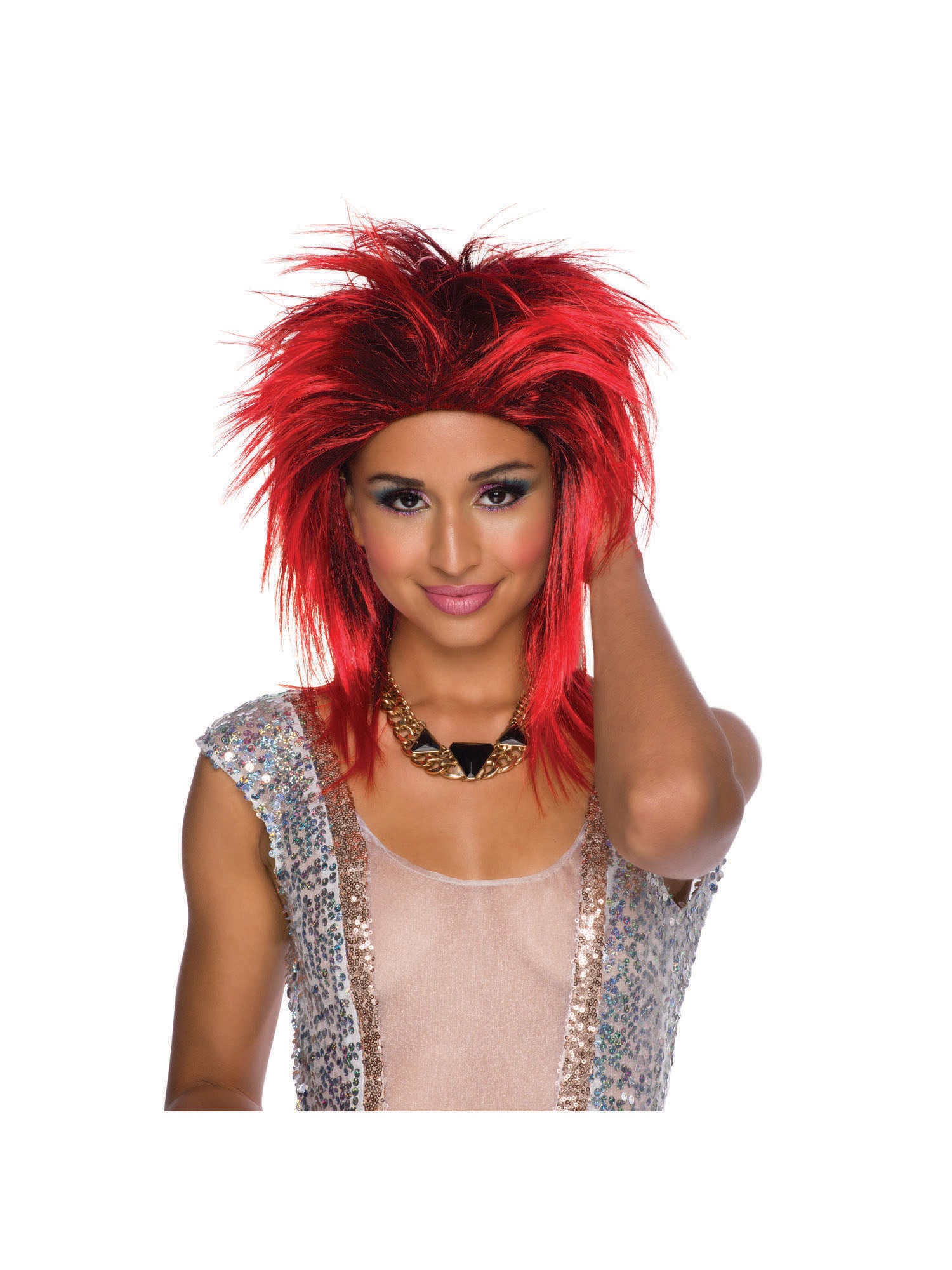 Rock Star, Red, Generic, Wig, One Size, Front