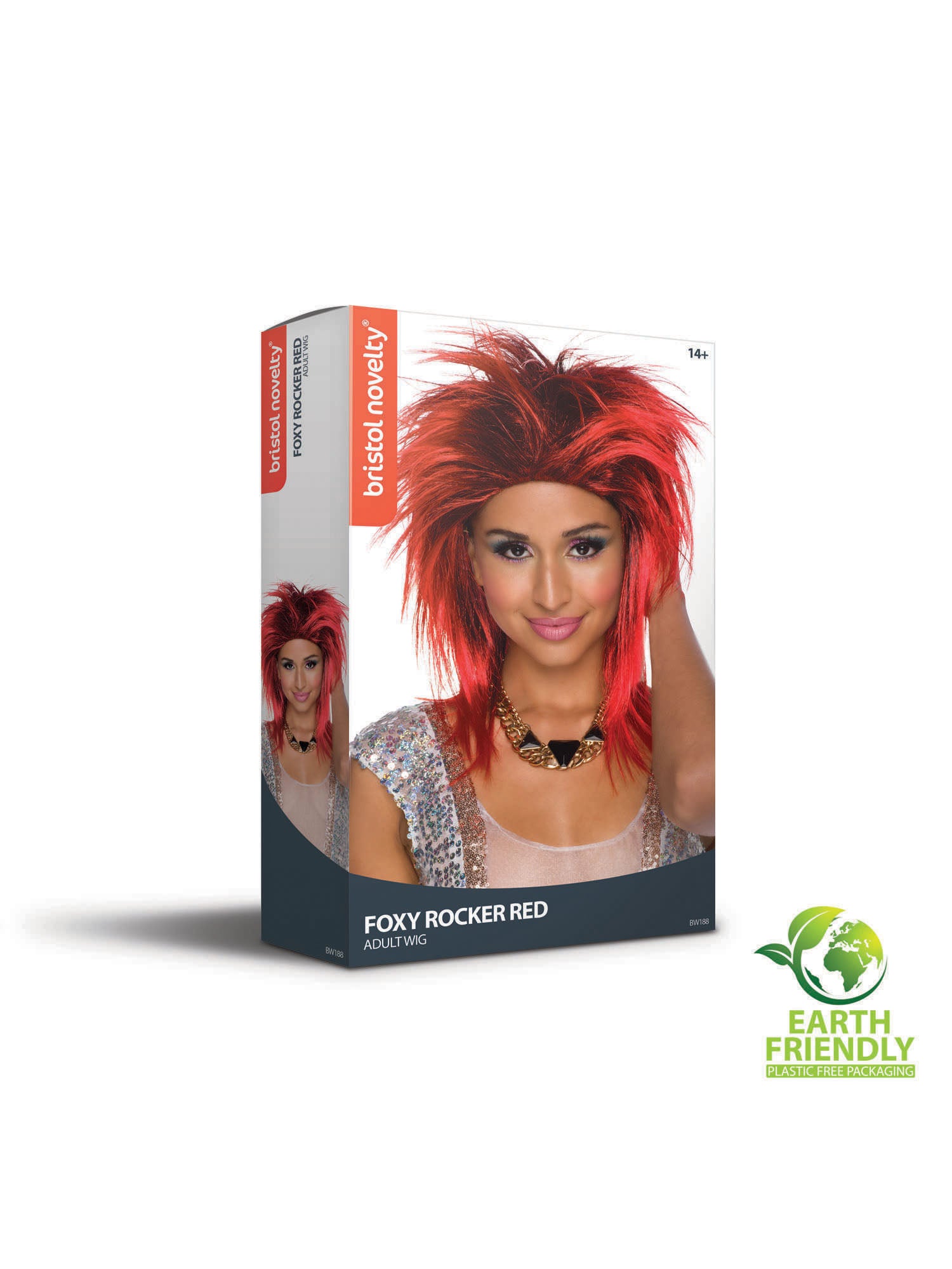 Rock Star, Red, Generic, Wig, One Size, Back