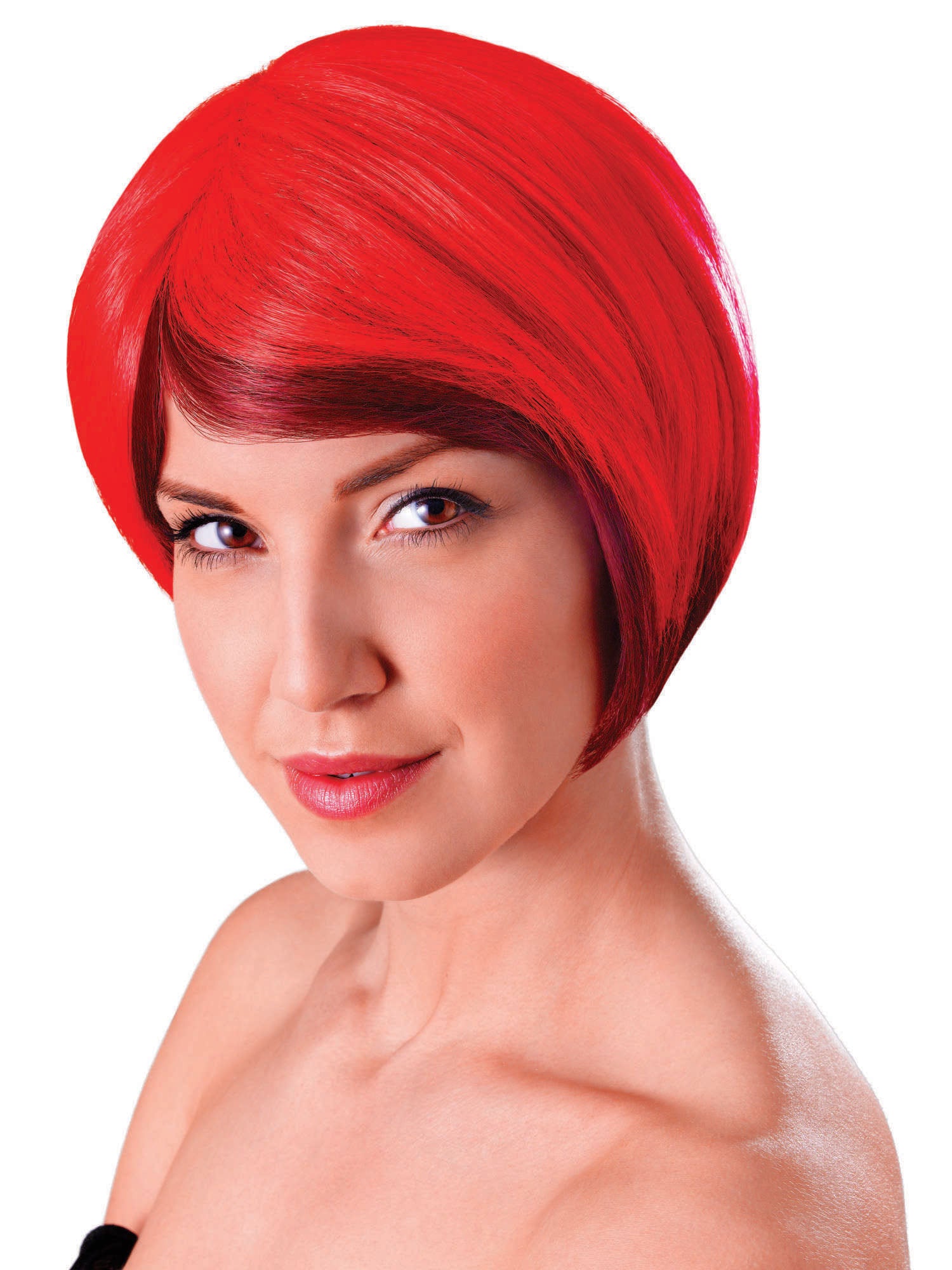 Short Red, red, Generic, Wig, One Size, Front