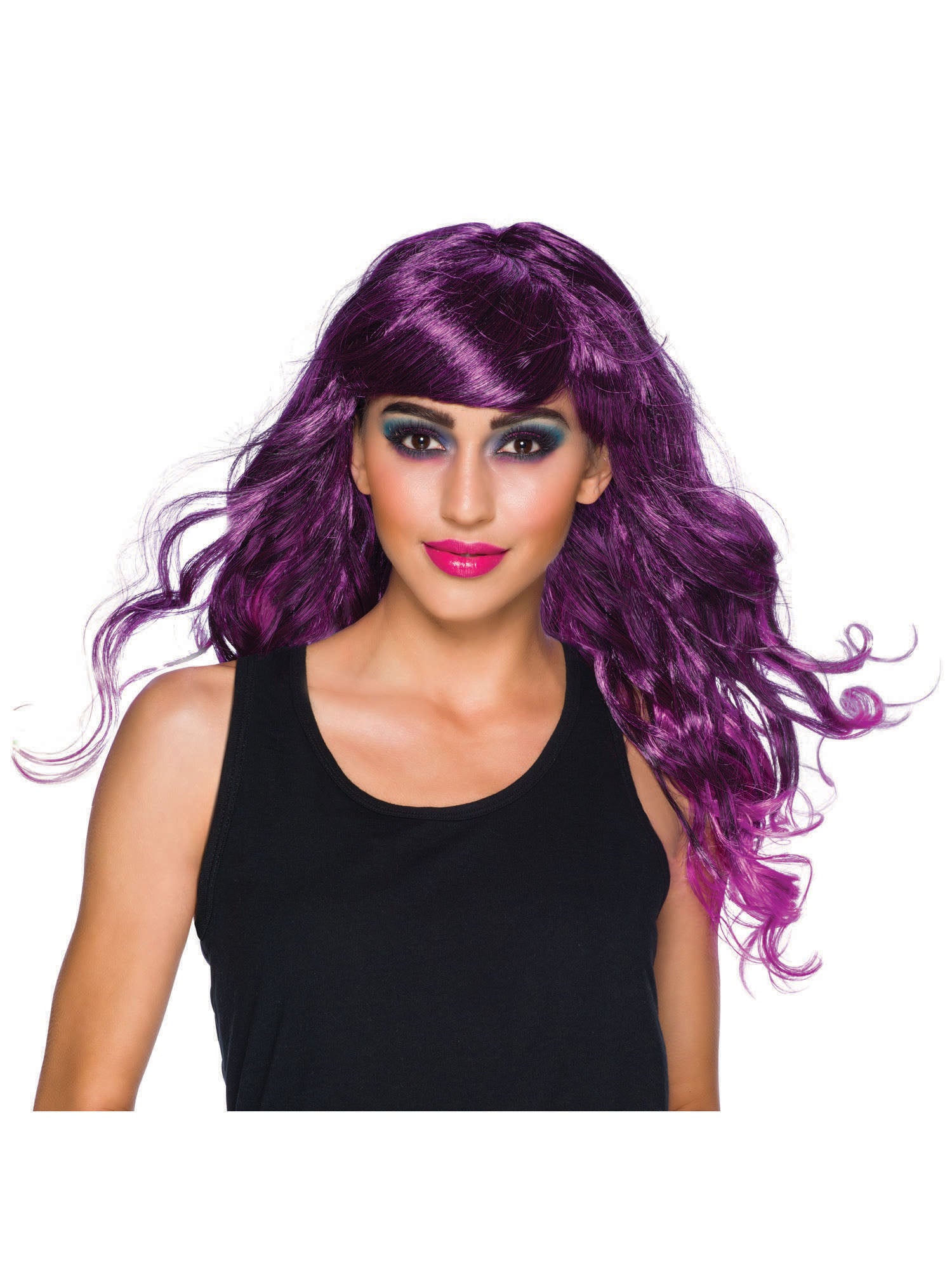 Long Purple, Purple, Generic, Wig, One Size - Boxed, Side