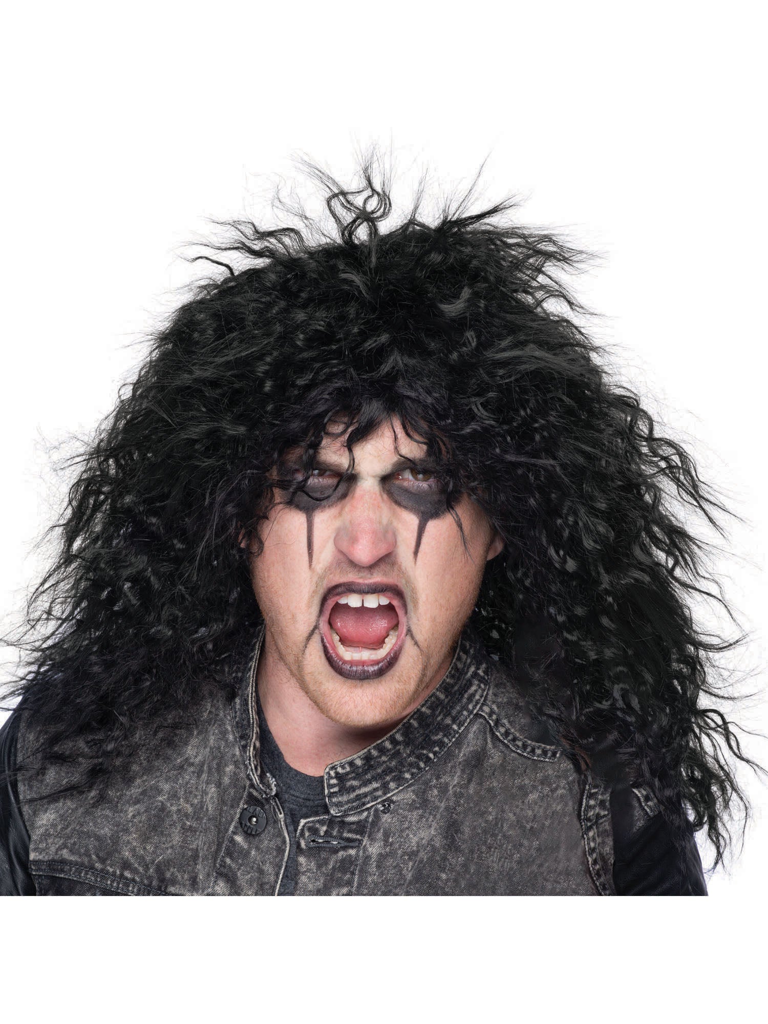 Rock Star Black, Black, Generic, Wig, One Size - Boxed, Front