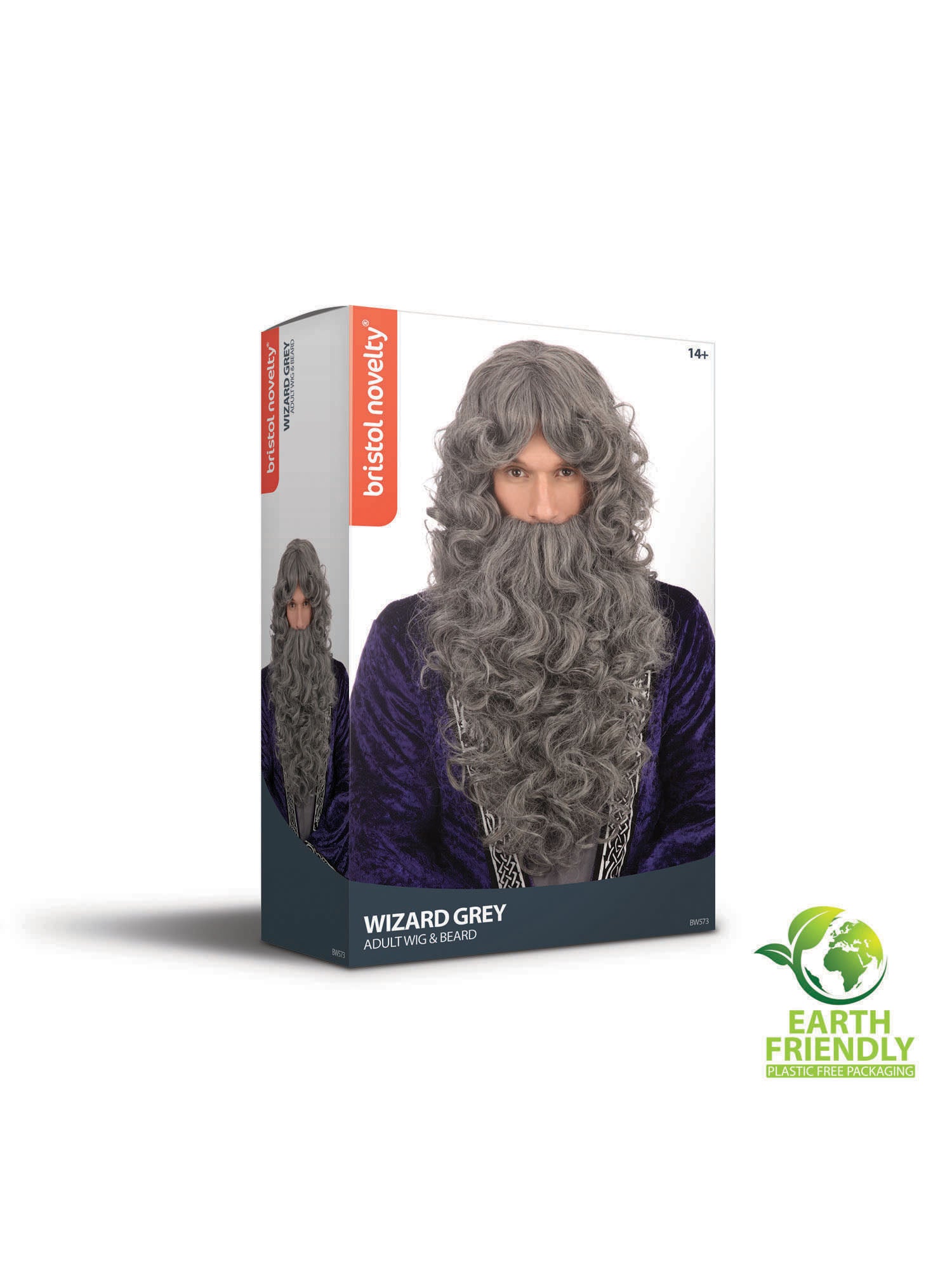 Wizard, Grey, Generic, Wig, One Size, Back